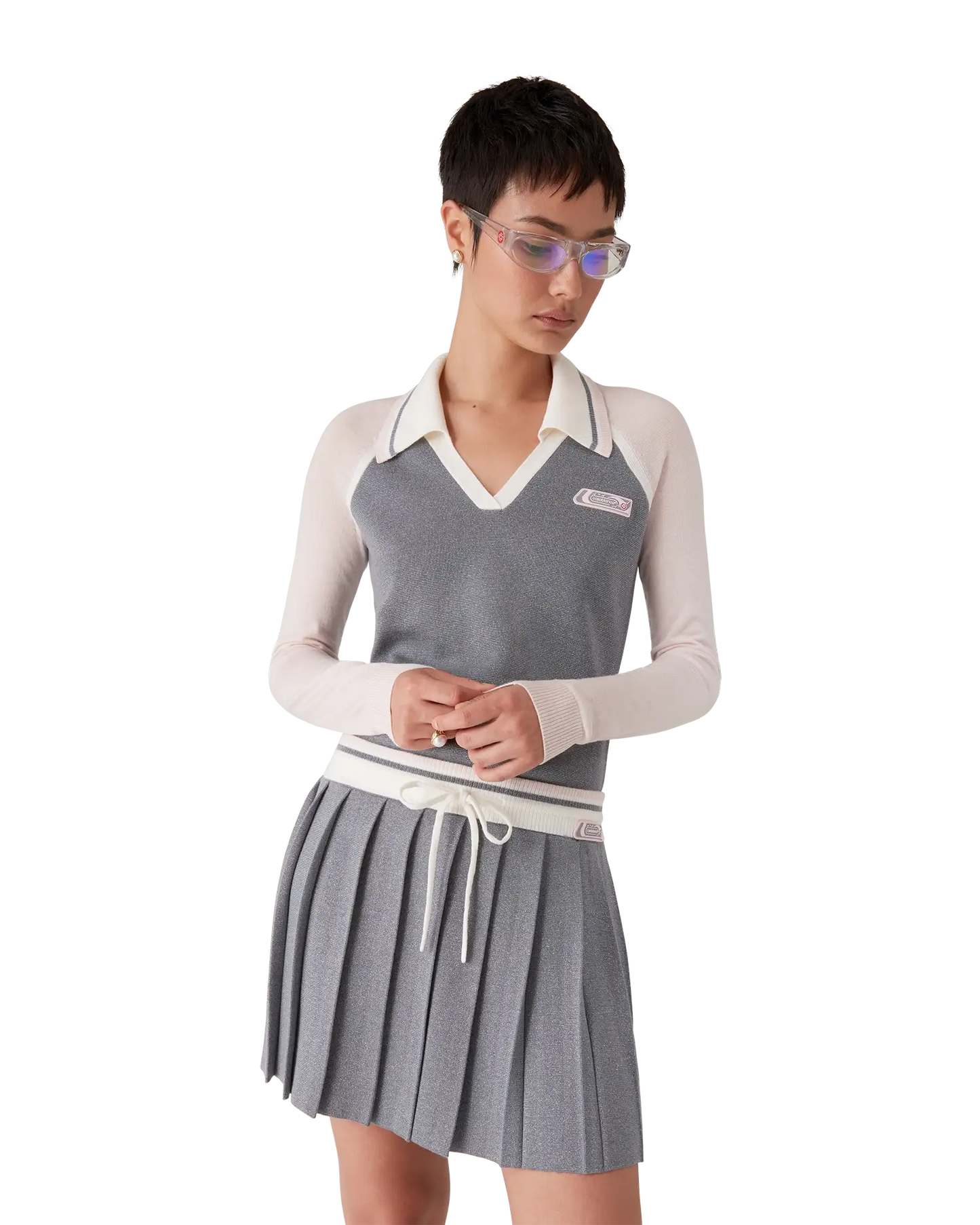 Merino Tennis Long Sleeve Polo | Casablanca Paris | Image 4
