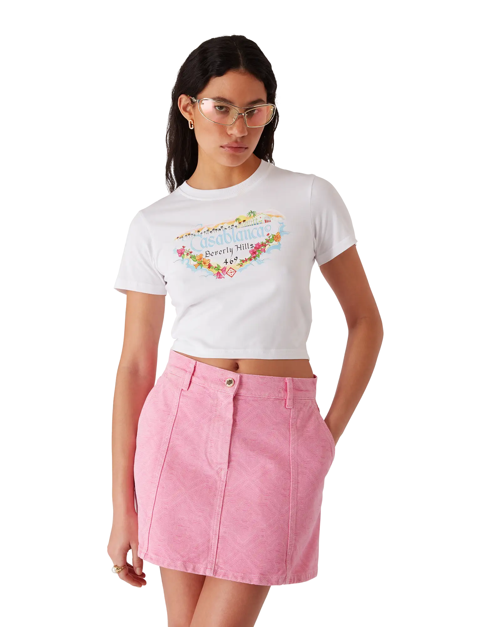 Los Angeles Store Cropped Baby Tee | Casablanca Paris | Image 4