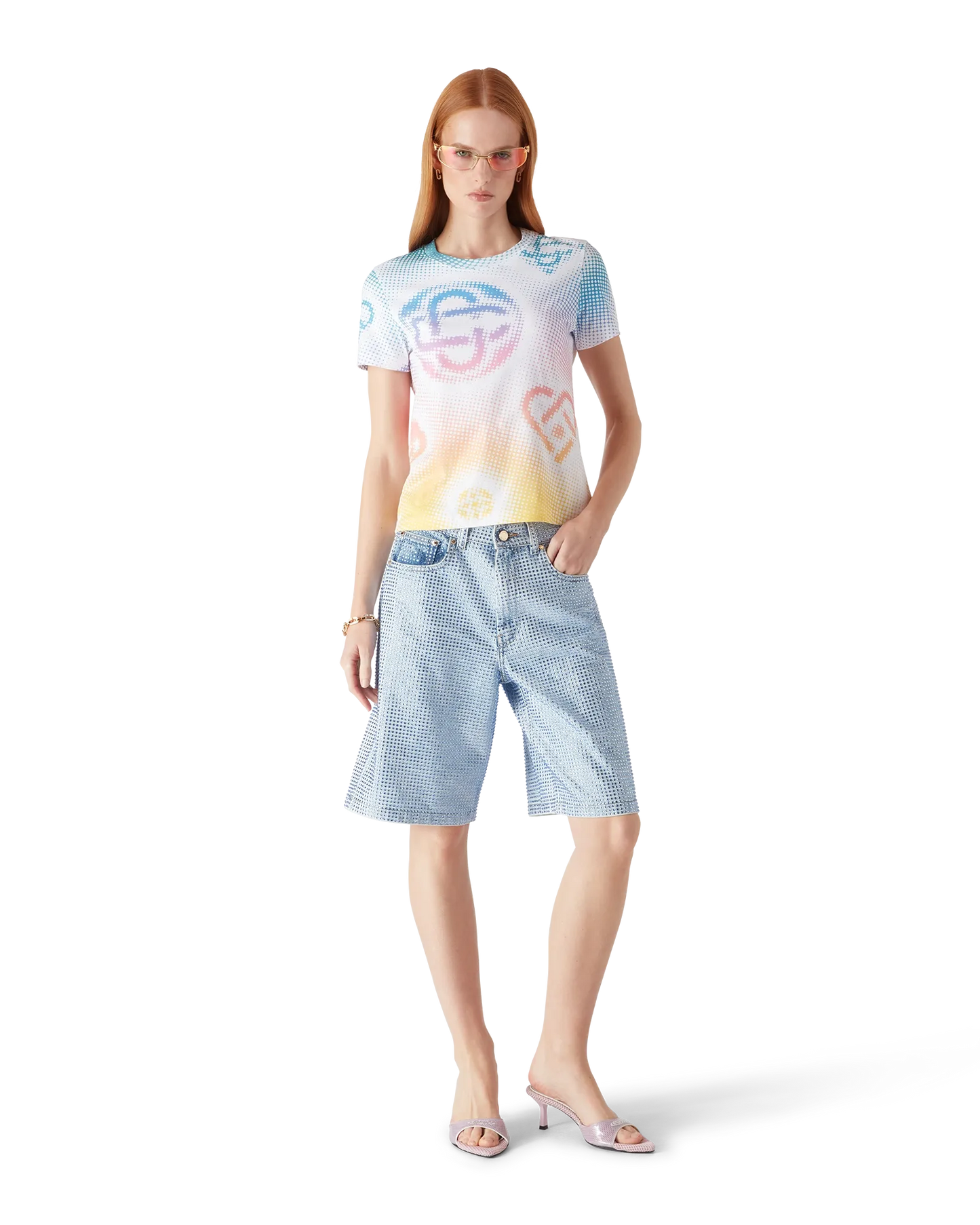 Halftone Logo Fitted Short Sleeve T-Shirt | Casablanca Paris | Image 2