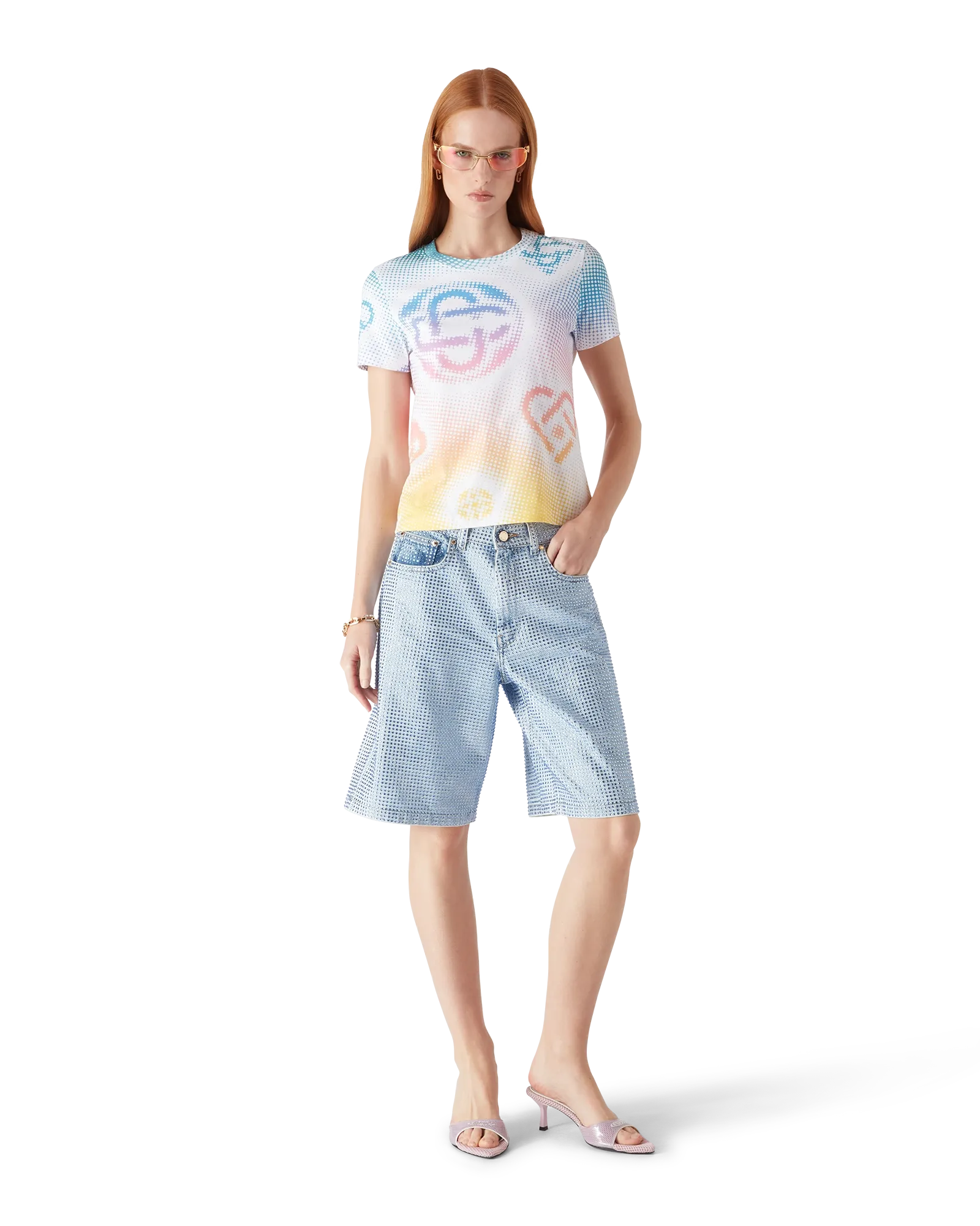 Halftone Logo Fitted Short Sleeve T-Shirt | Casablanca Paris | Image 2