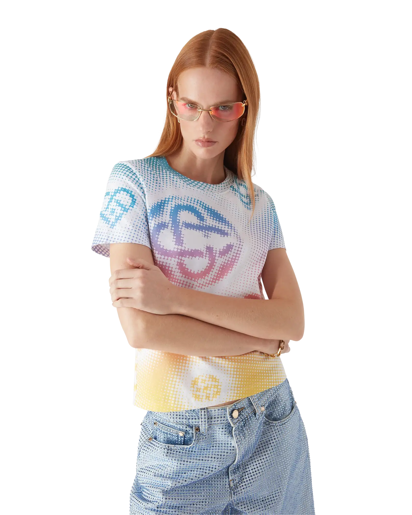 Halftone Logo Fitted Short Sleeve T-Shirt | Casablanca Paris | Image 4