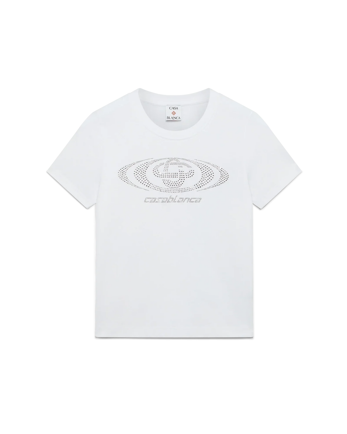 Crystal Warped Logo Fitted Short Sleeve T-Shirt | Casablanca Paris | Image 1