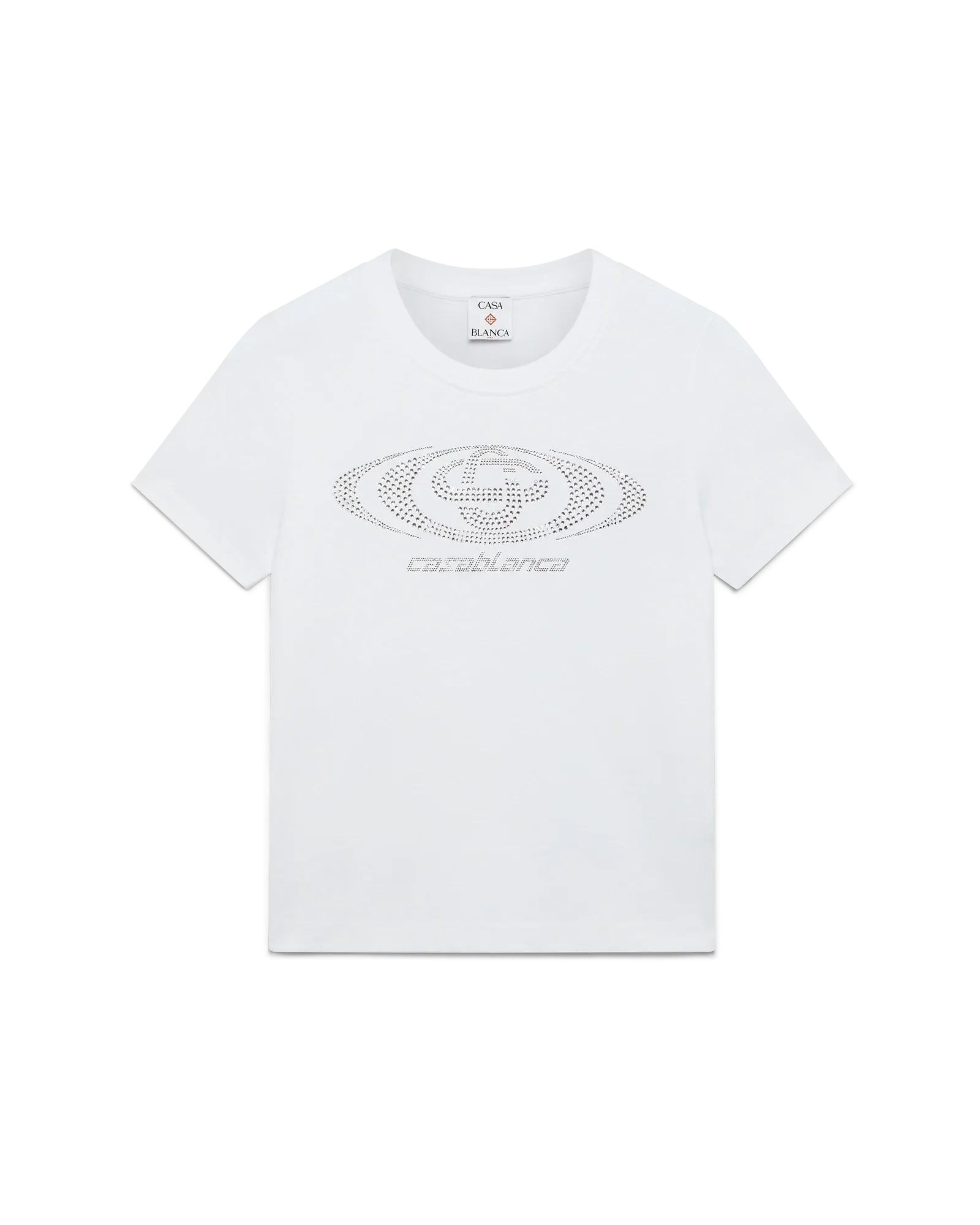 Crystal Warped Logo Fitted Short Sleeve T-Shirt | Casablanca Paris | Image 1