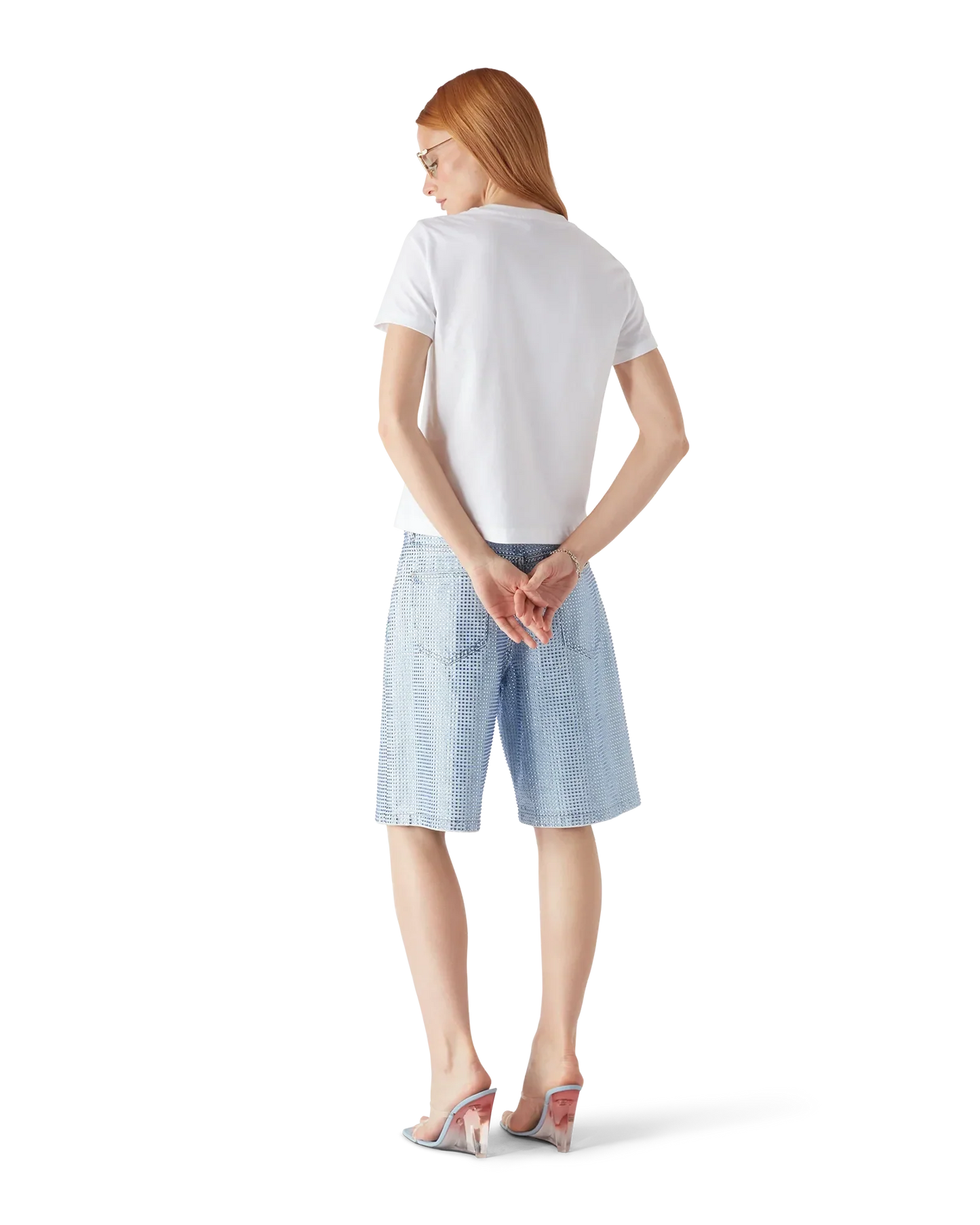 Crystal Warped Logo Fitted Short Sleeve T-Shirt | Casablanca Paris | Image 3
