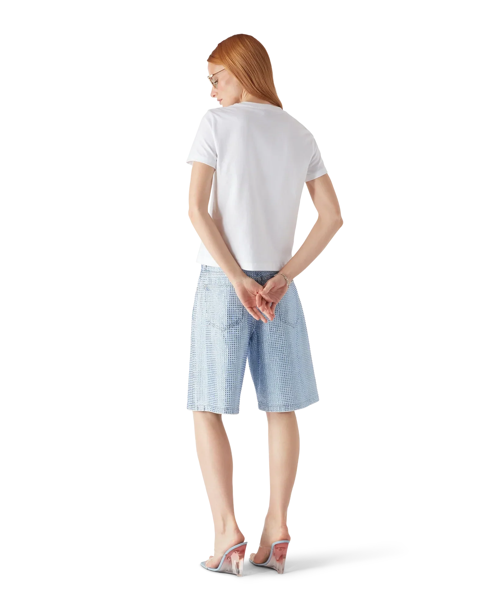 Crystal Warped Logo Fitted Short Sleeve T-Shirt | Casablanca Paris | Image 3