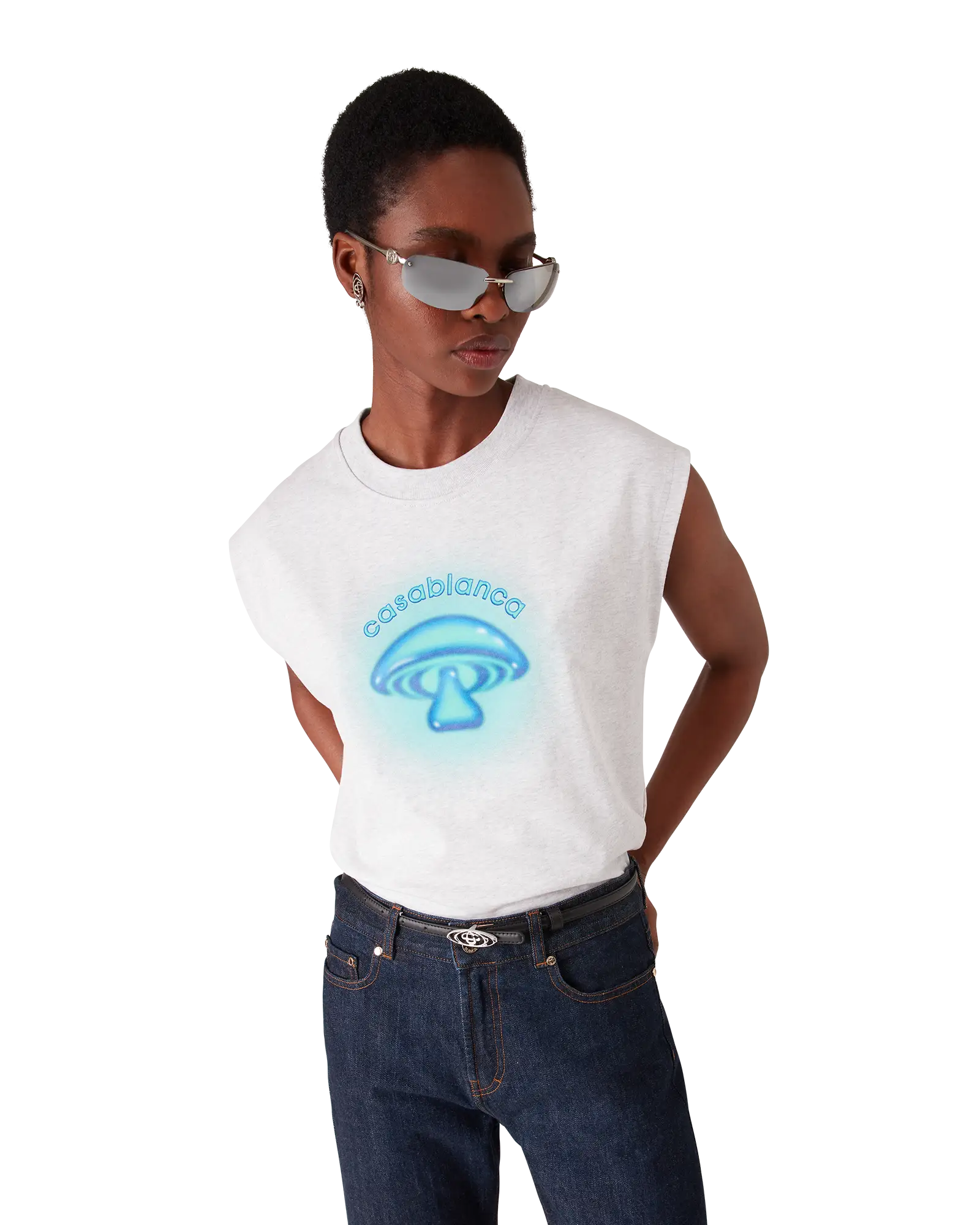 Airbrush Mushroom Sleeveless T-shirt | Casablanca Paris | Image 4