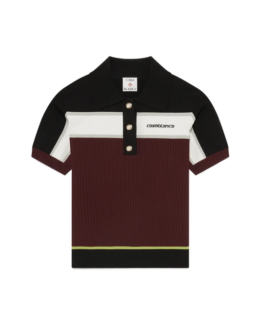 Striped Short Sleeve Polo Shirt | Casablanca Paris | Image 1