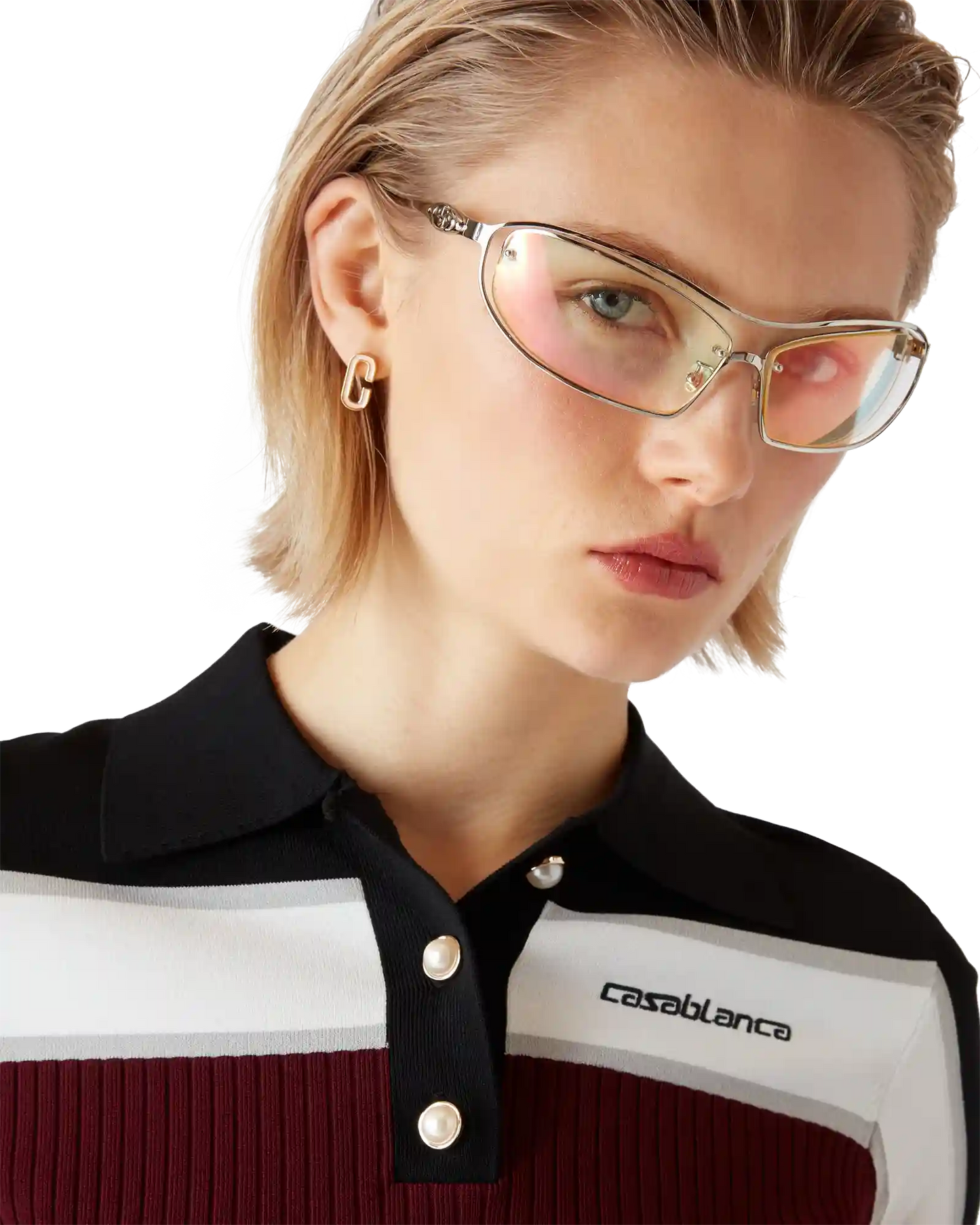 Striped Short Sleeve Polo Shirt | Casablanca Paris | Image 5