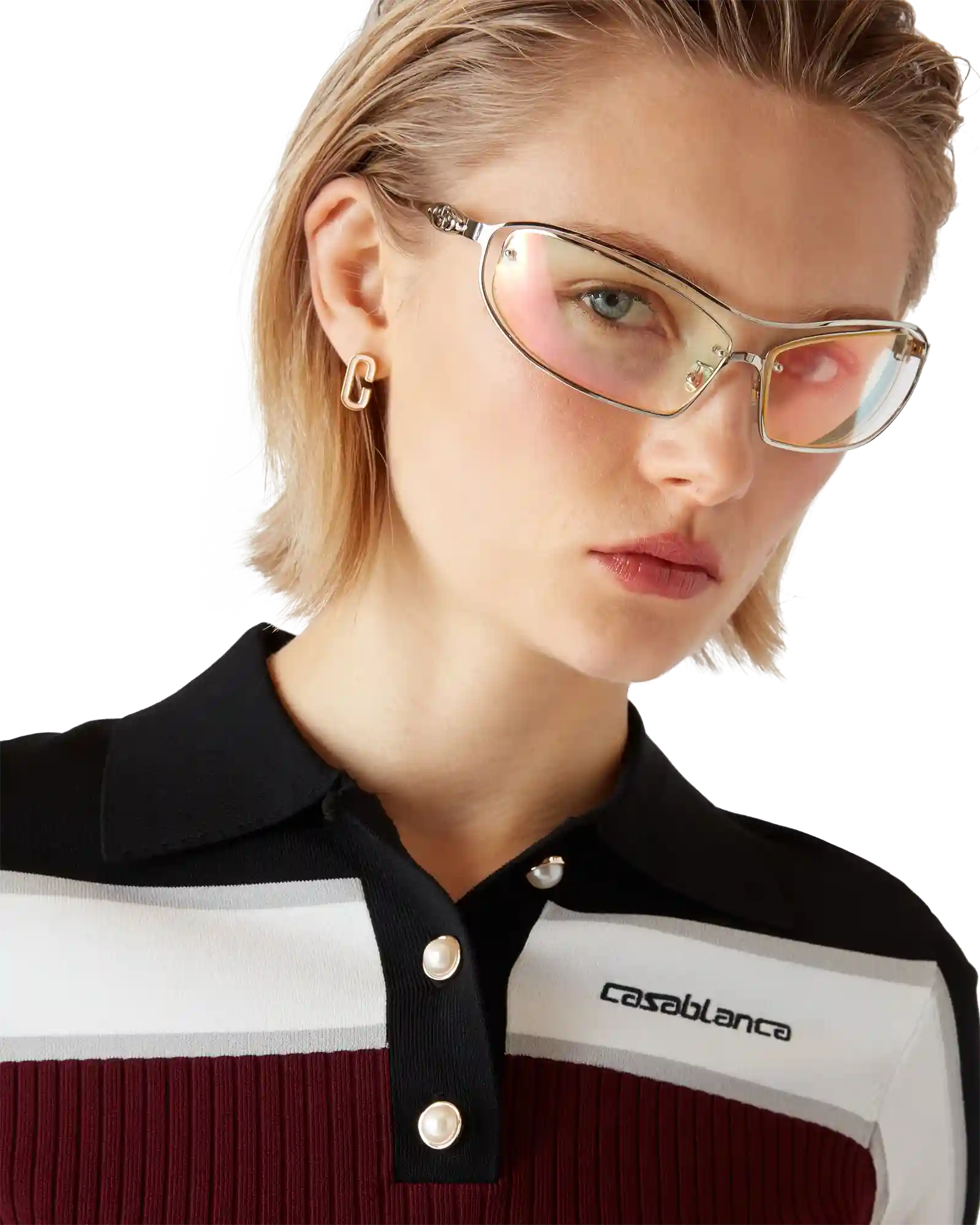Striped Short Sleeve Polo Shirt | Casablanca Paris | Image 5