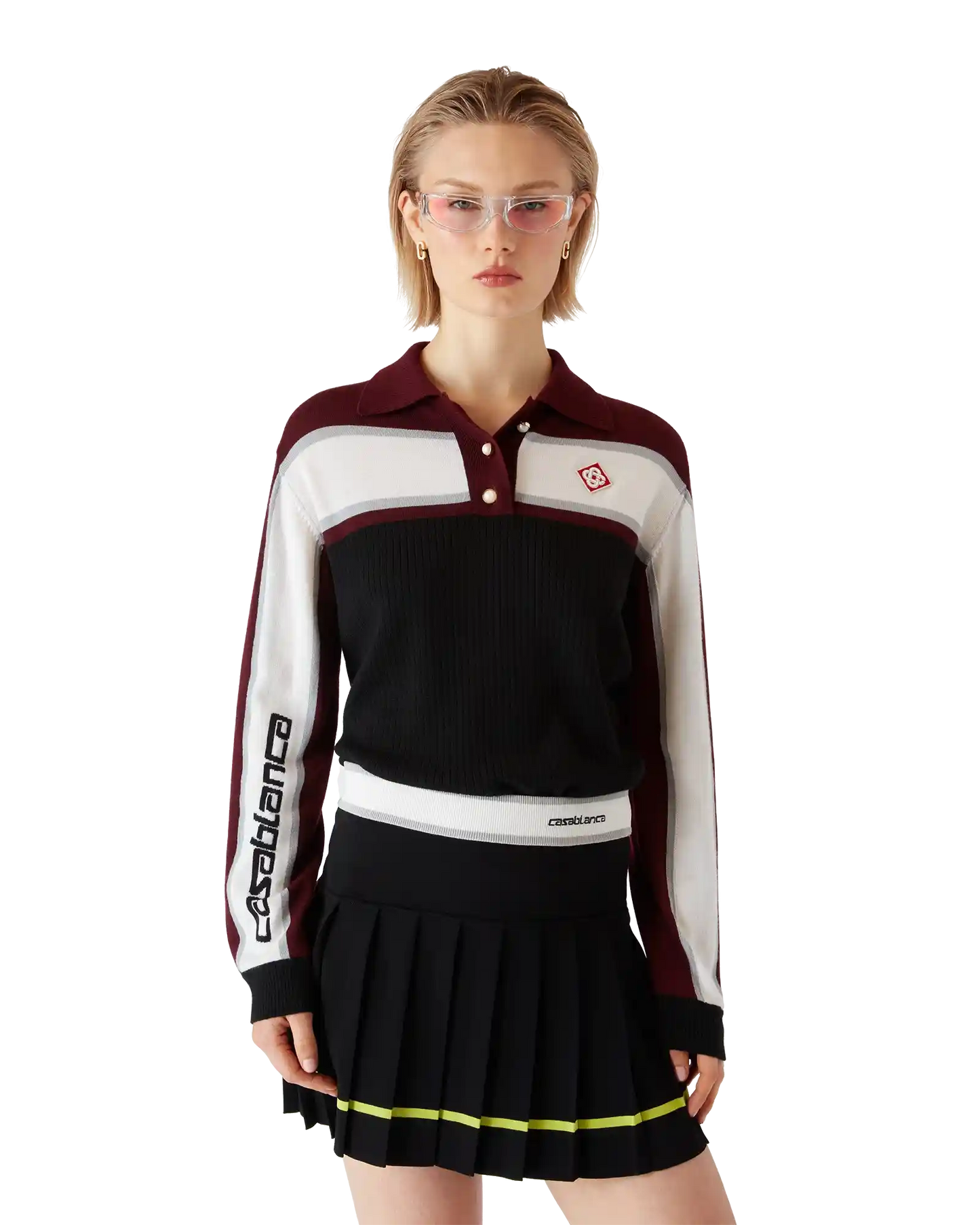 Striped Oversized Long Sleeve Polo Shirt | Casablanca Paris | Image 4