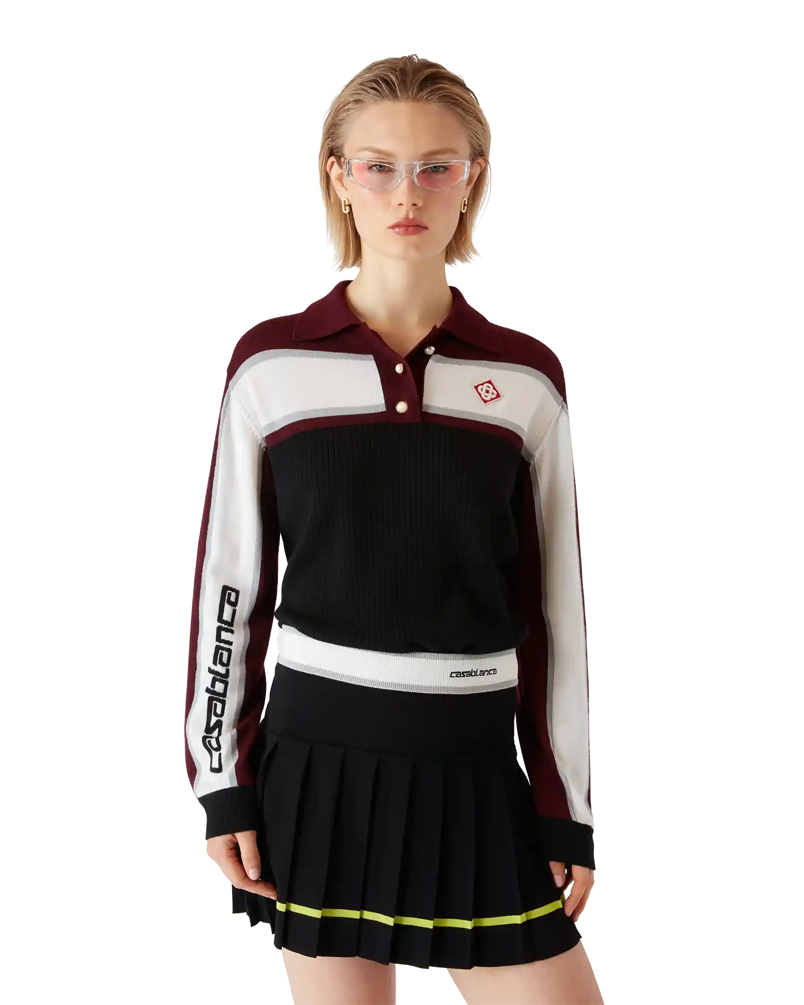 Striped Oversized Long Sleeve Polo Shirt | Casablanca Paris | Image 4