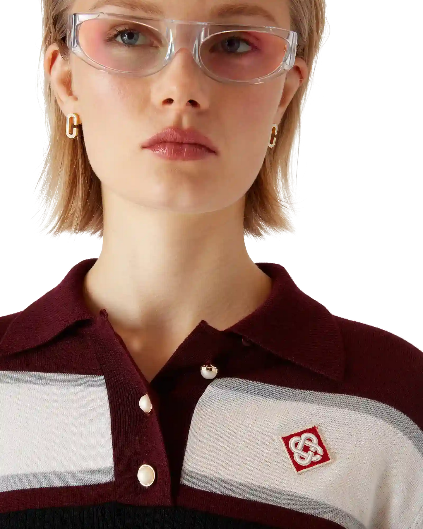Striped Oversized Long Sleeve Polo Shirt | Casablanca Paris | Image 5