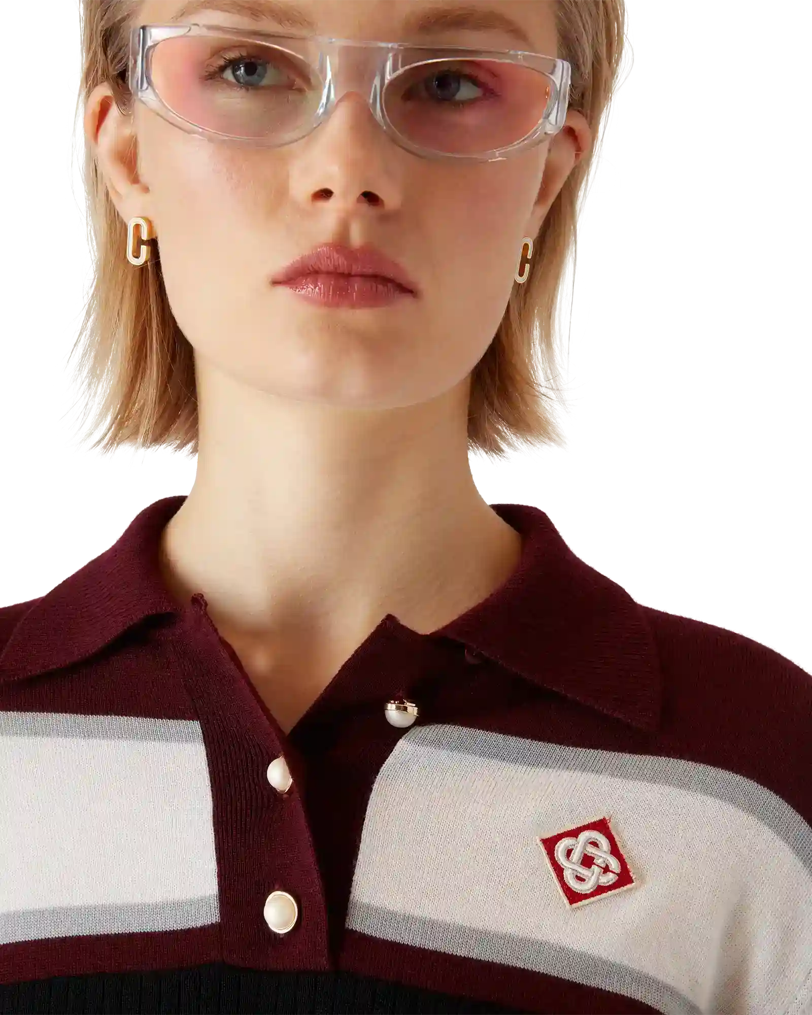Striped Oversized Long Sleeve Polo Shirt | Casablanca Paris | Image 5