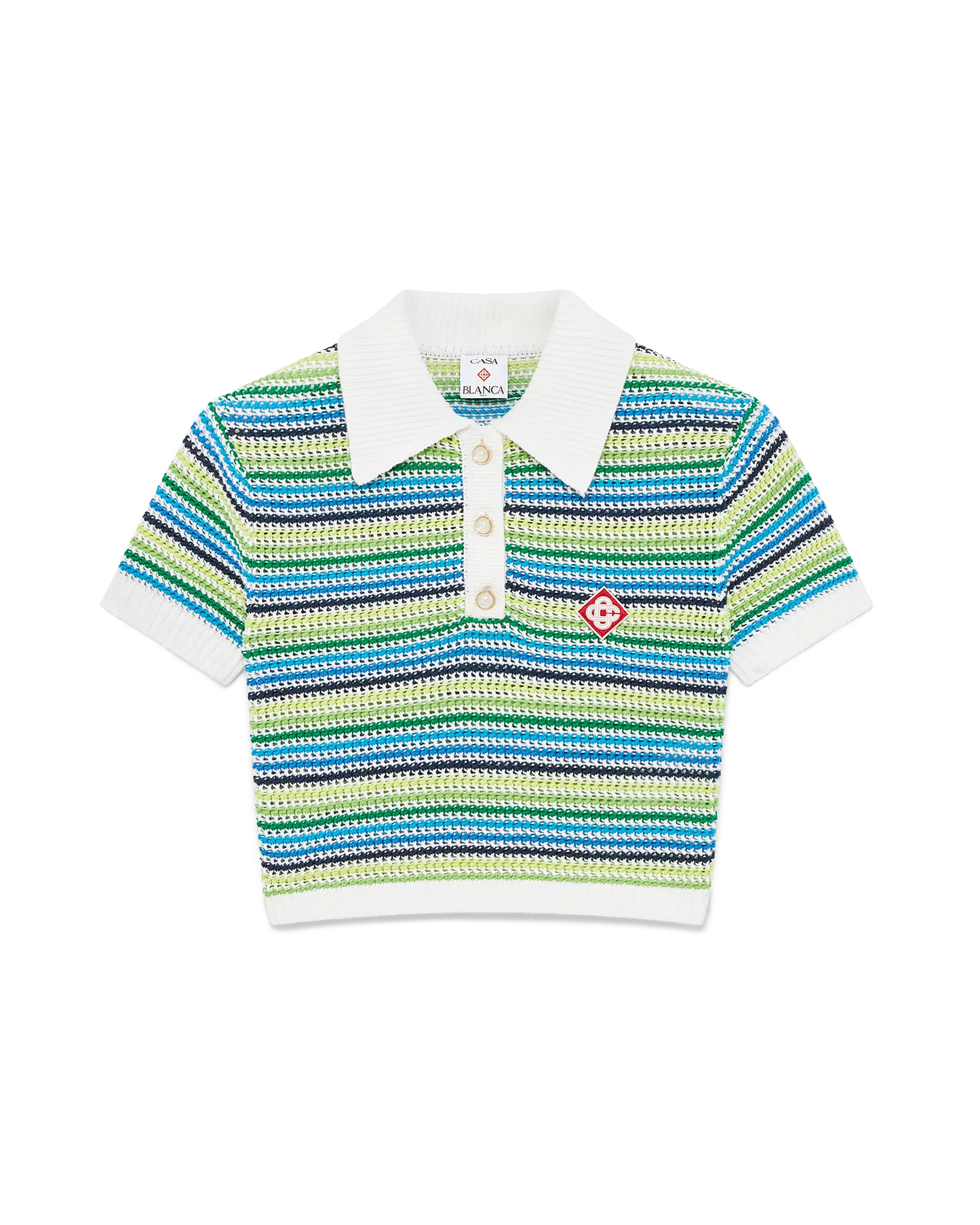 Stripe Short Sleeve Polo Shirt | Casablanca Paris | Image 1