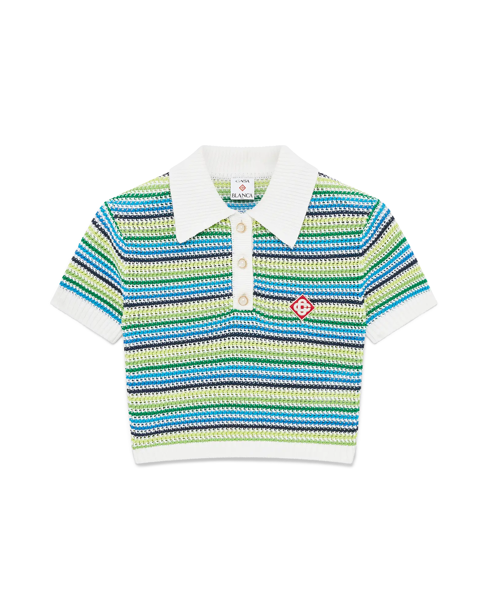 Stripe Short Sleeve Polo Shirt | Casablanca Paris | Image 1