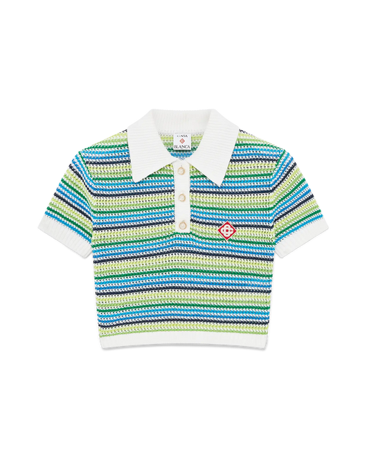 Stripe Short Sleeve Polo Shirt | Casablanca Paris | Image 1
