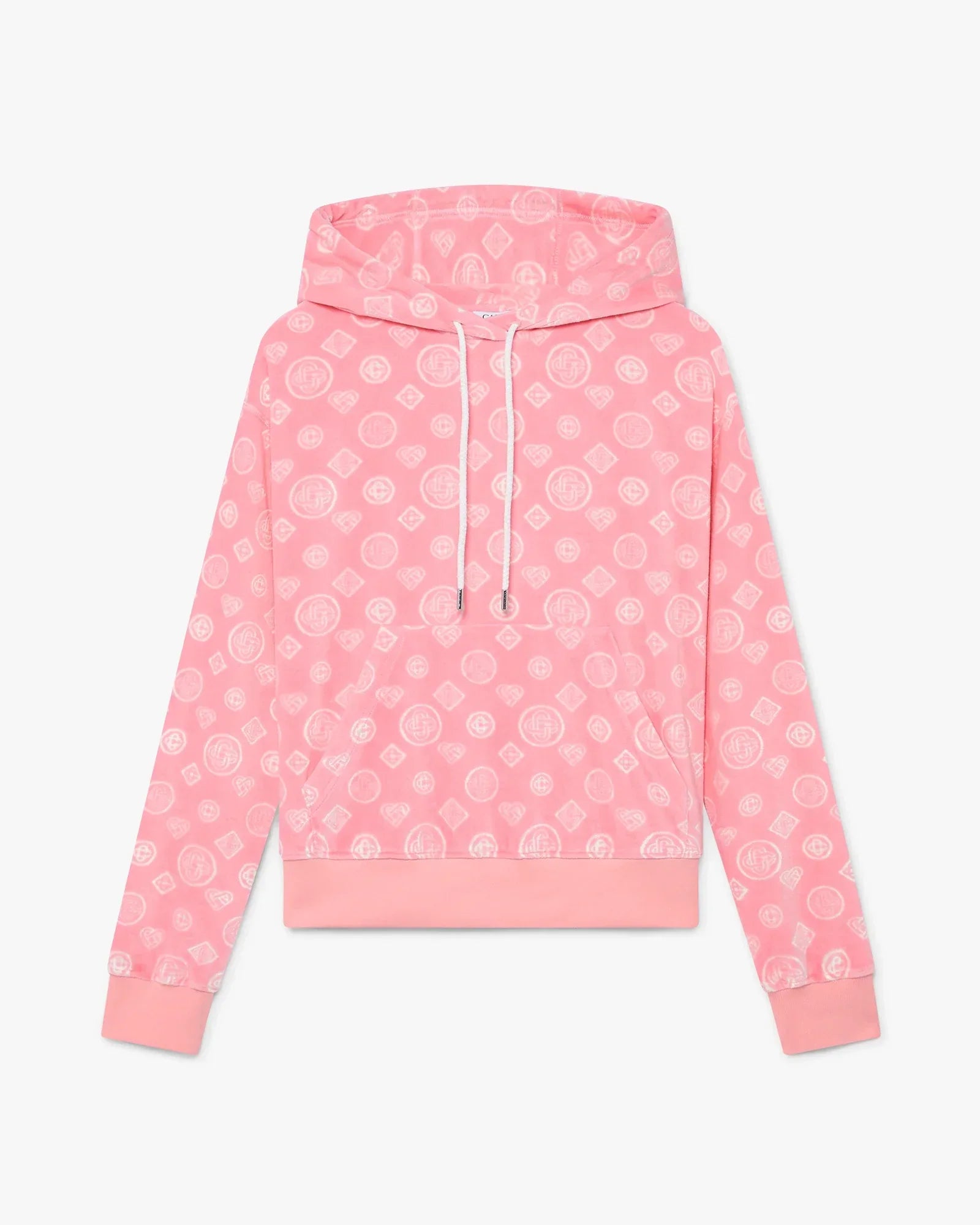 Pink Velour Monogram Hooded Sweatshirt | Casablanca Paris | Image 1