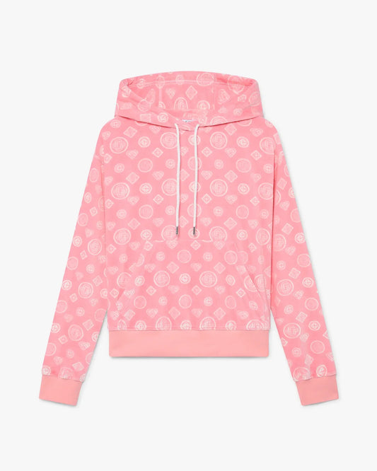 Pink Velour Monogram Hooded Sweatshirt | Casablanca Paris | Image 1
