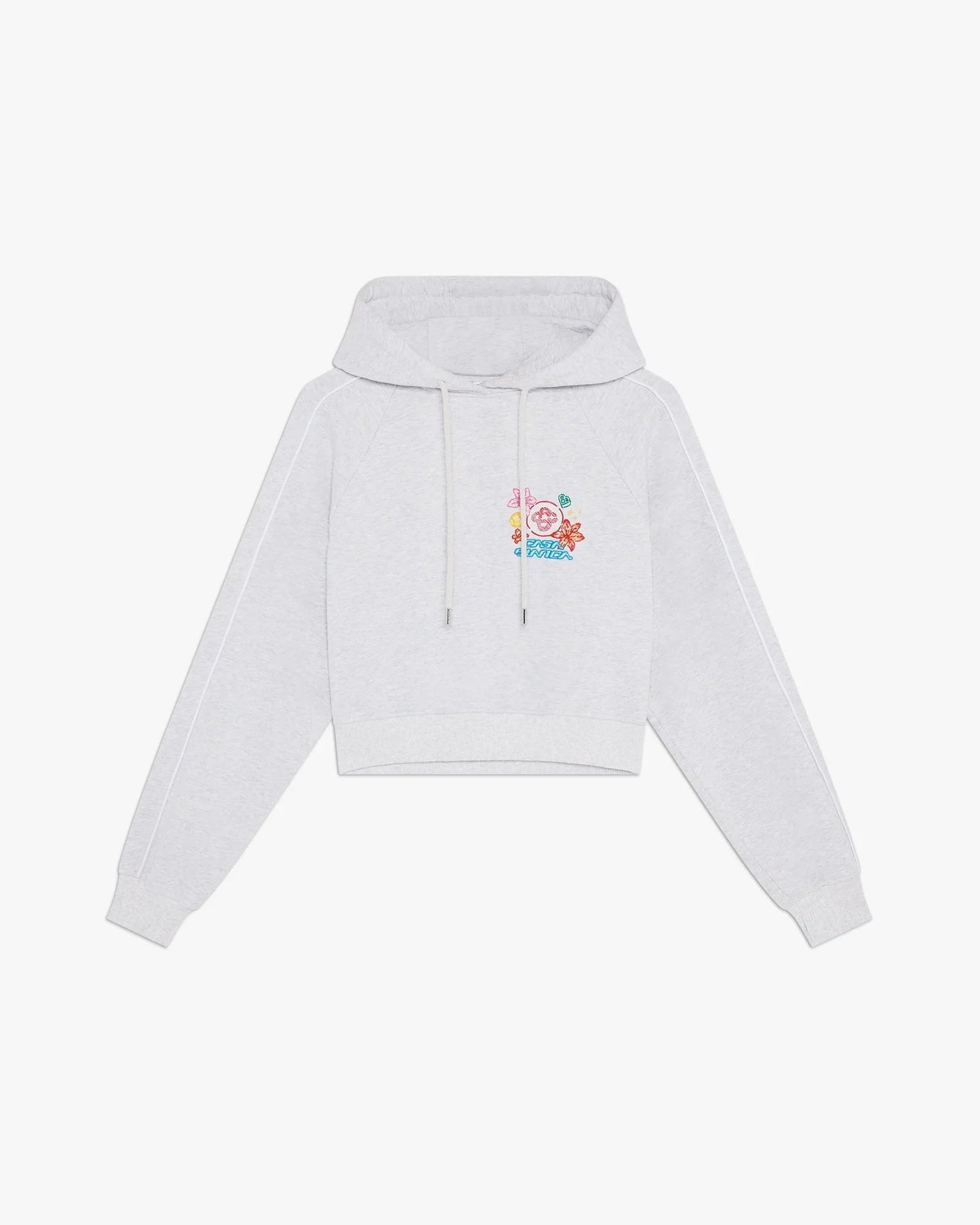 Grey Embroidered Cropped Hooded Sweatshirt | Casablanca Paris | Image 1