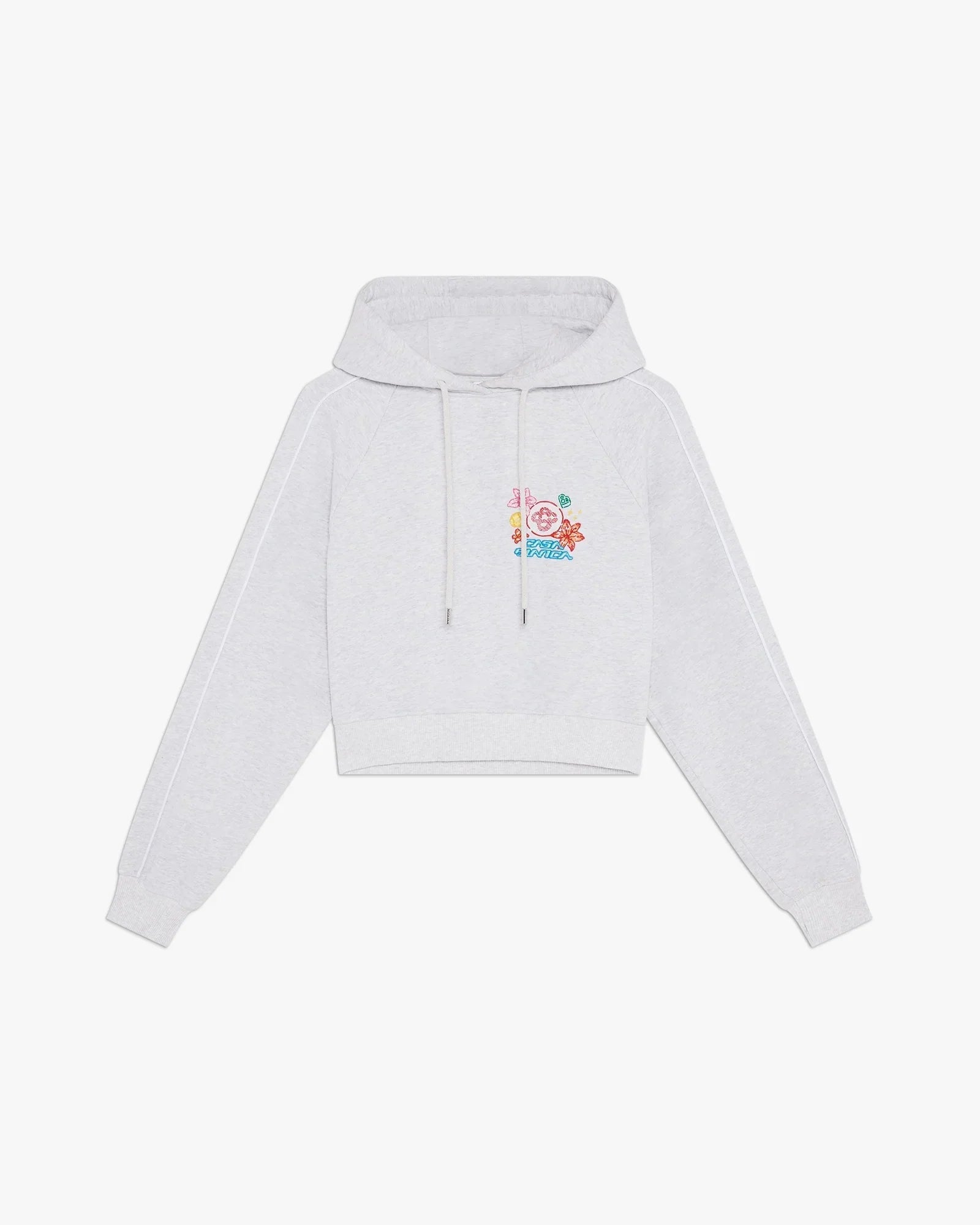 Grey Embroidered Cropped Hooded Sweatshirt | Casablanca Paris | Image 1
