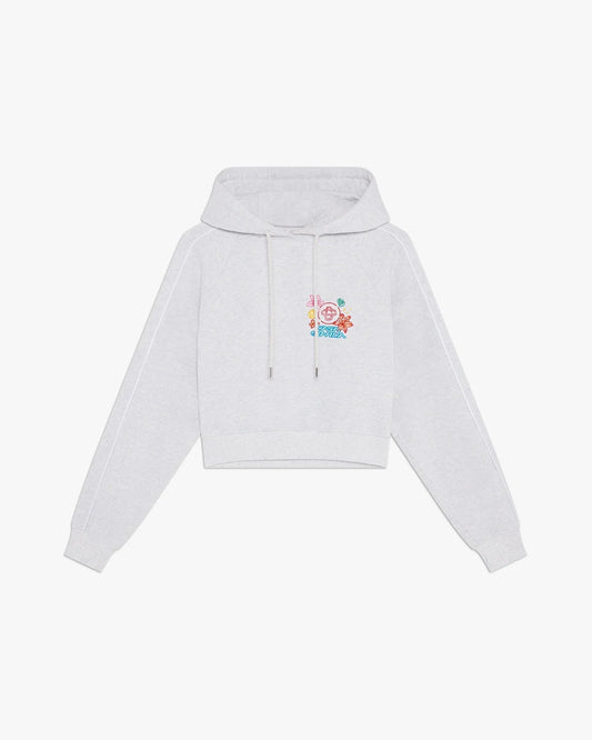 Grey Embroidered Cropped Hooded Sweatshirt | Casablanca Paris | Image 1