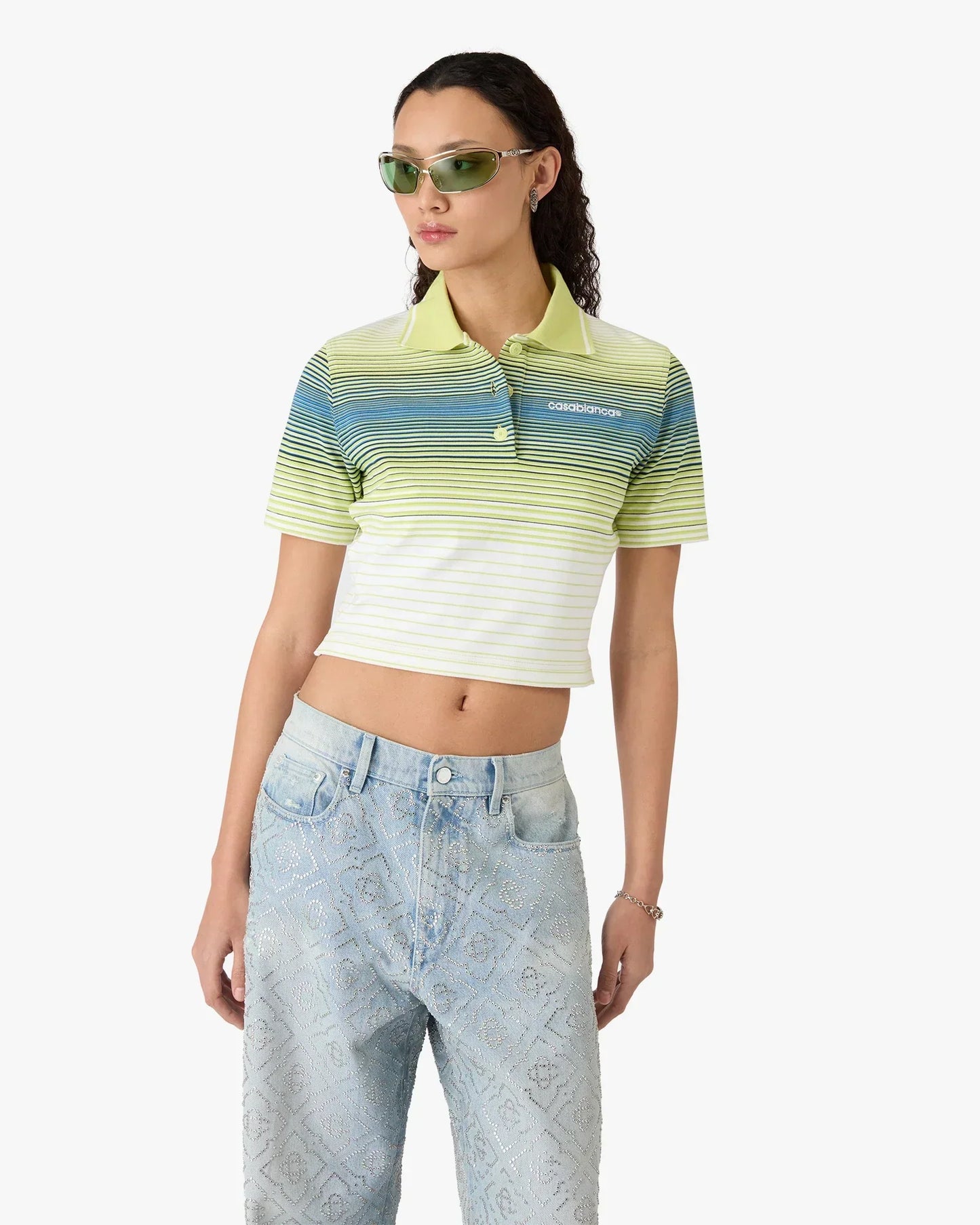 Bourgeois Striped Short Sleeve Polo Shirt | Casablanca Paris | Image 2