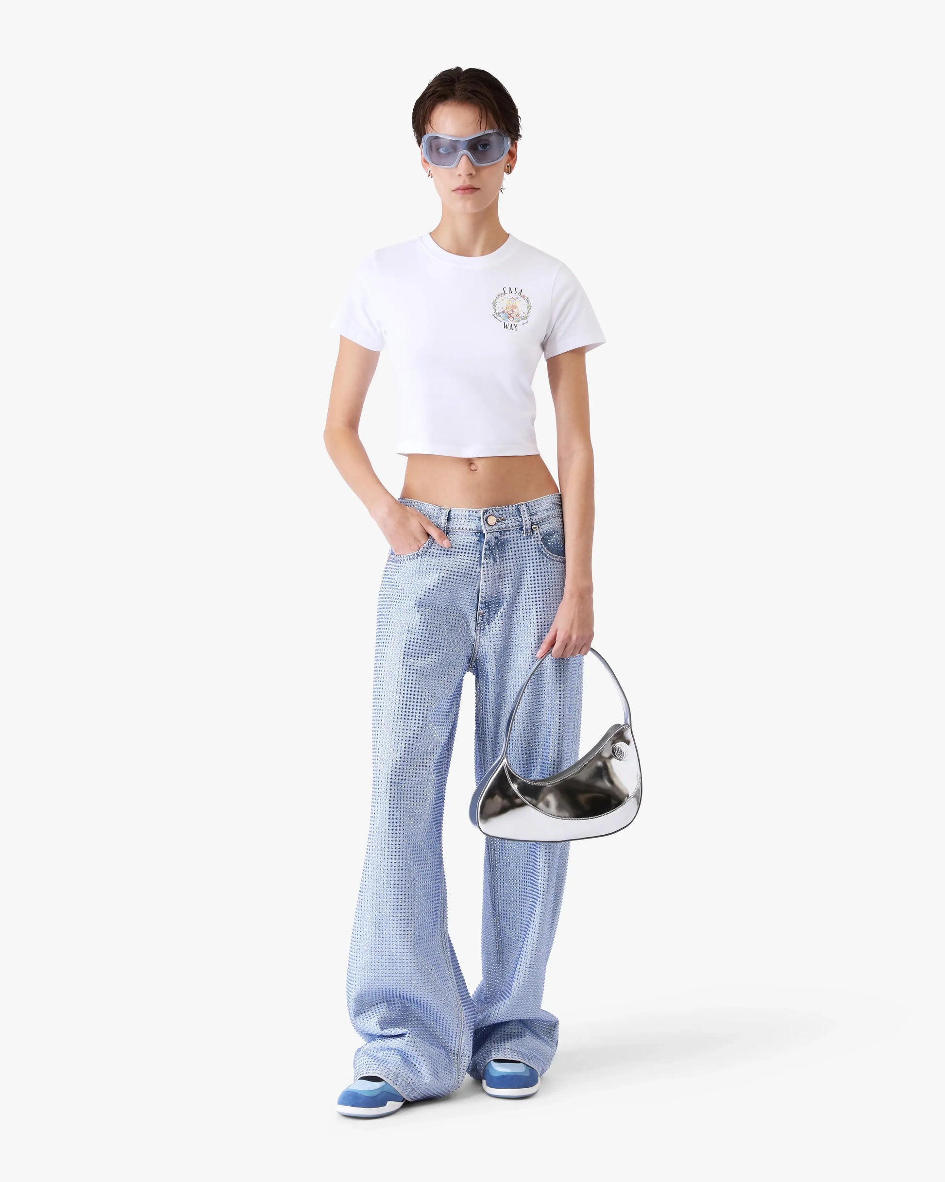 White Casa Way Baby Short Sleeve T-Shirt | Casablanca Paris | Image 2