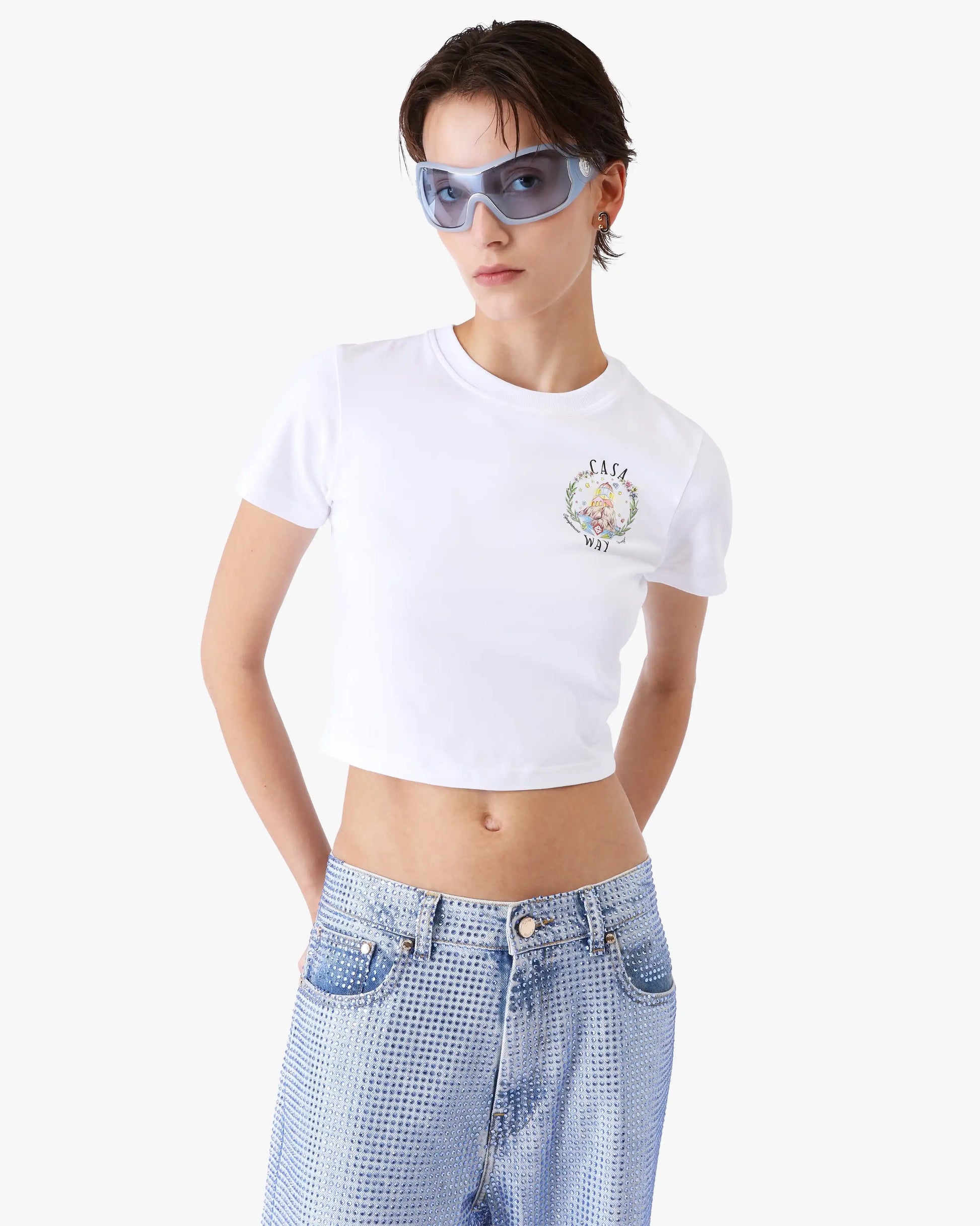 White Casa Way Baby Short Sleeve T-Shirt | Casablanca Paris | Image 4