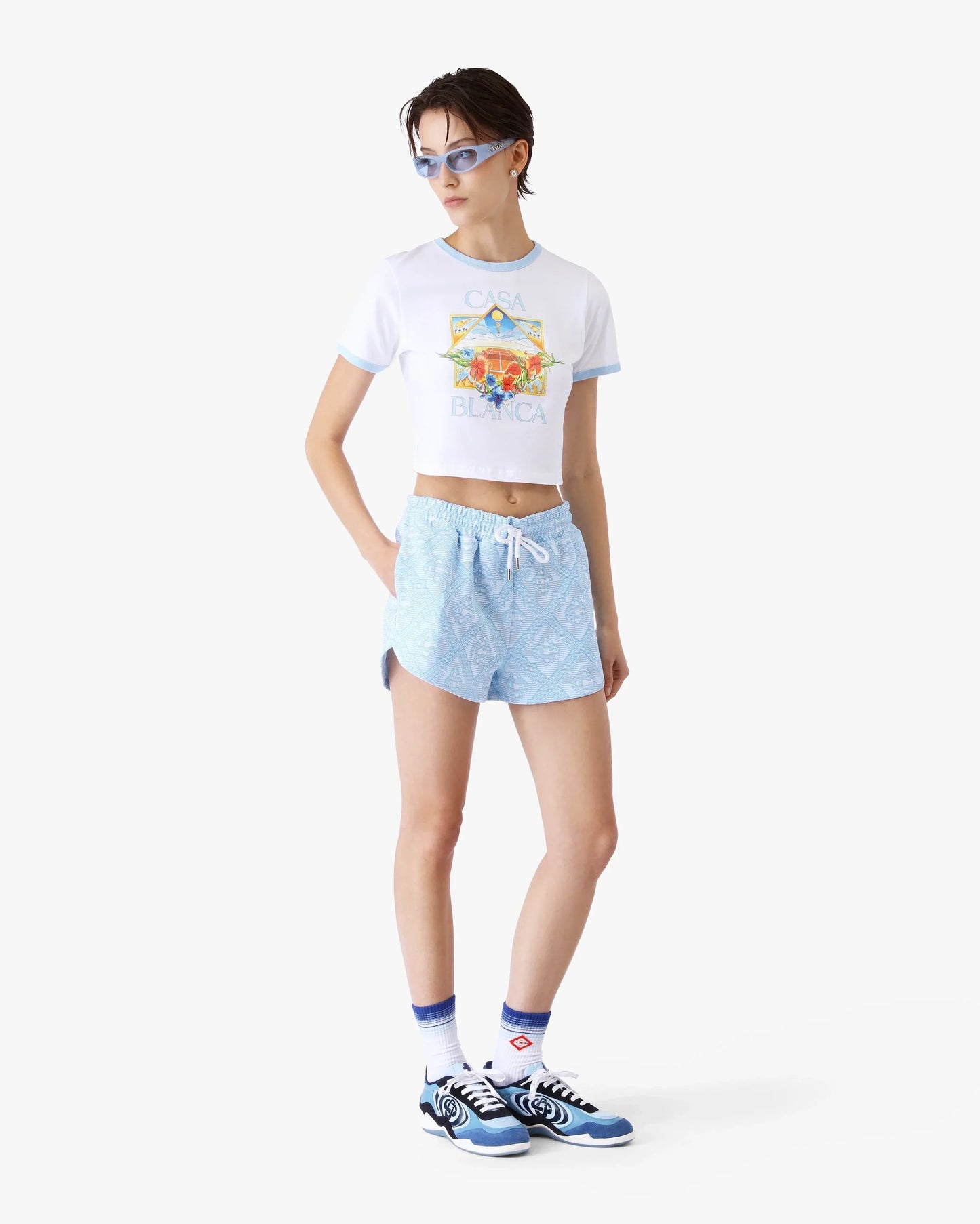 Tennis Landscape Ringer Baby Short Sleeve T-Shirt | Casablanca Paris | Image 2