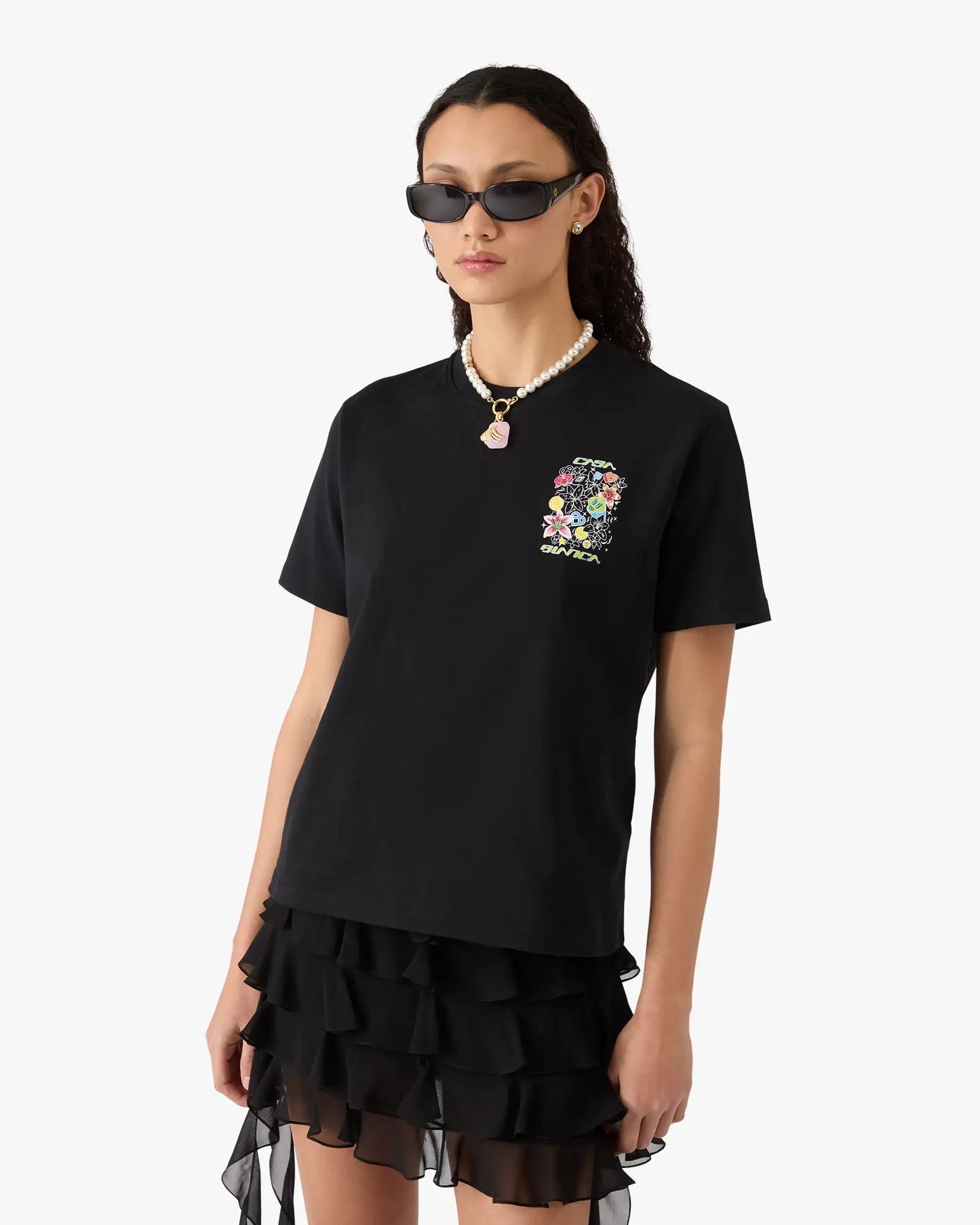 Black Graffiti Short Sleeve T-Shirt | Casablanca Paris | Image 4
