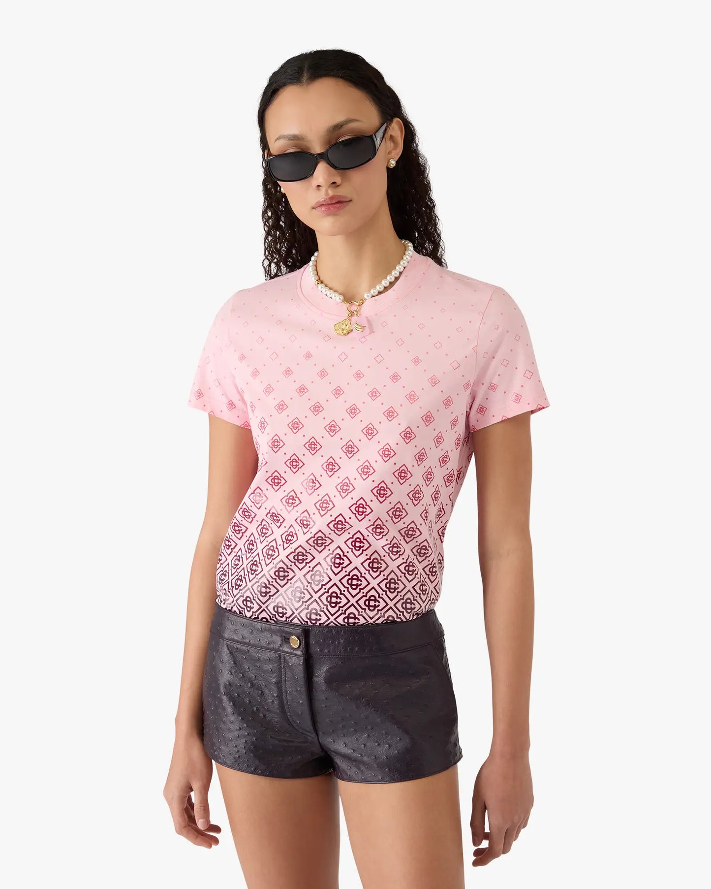Aubergine Gradient Monogram Short Sleeve T-Shirt | Casablanca Paris | Image 4