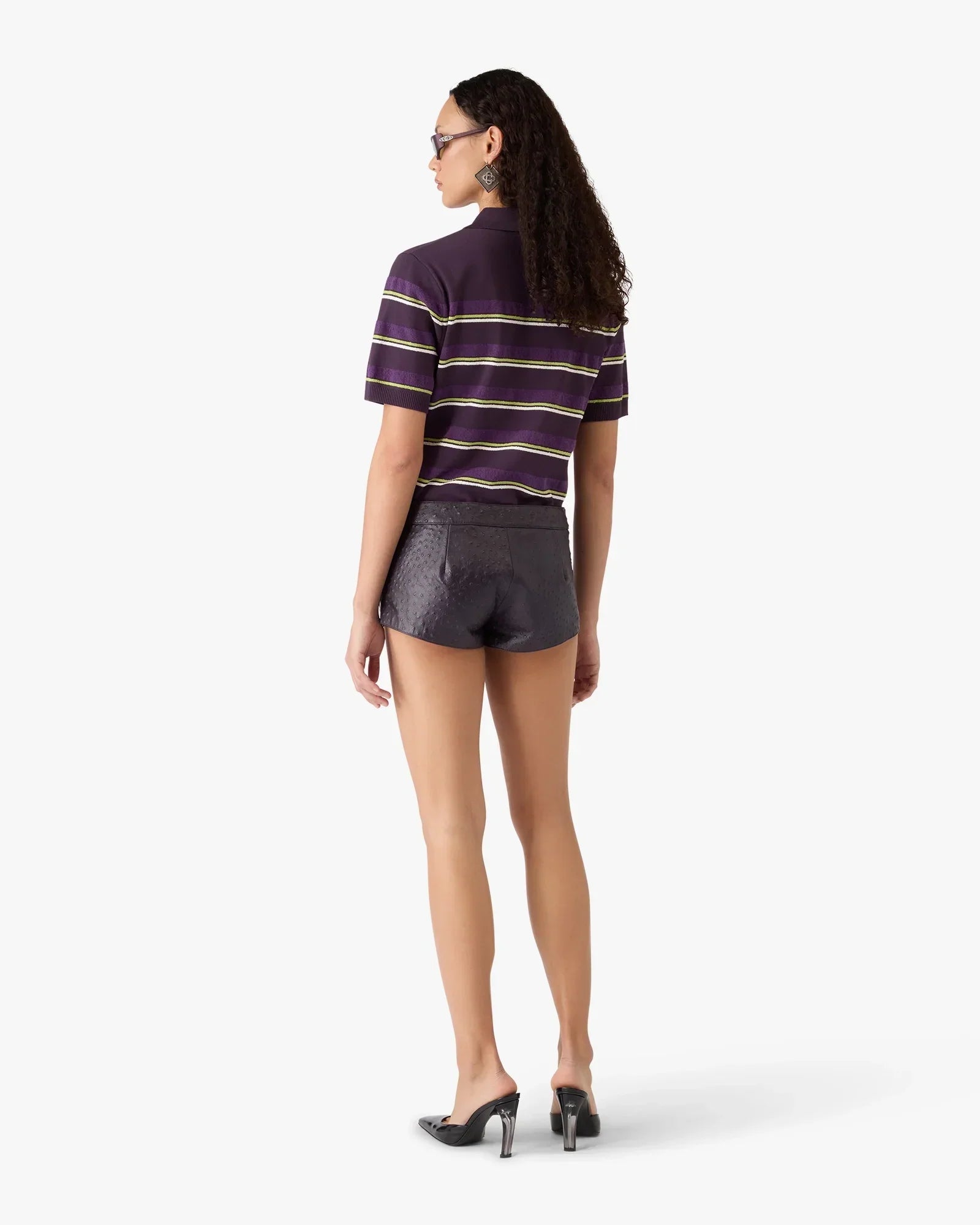 Purple & Green Striped Fitted Polo Shirt | Casablanca Paris | Image 3