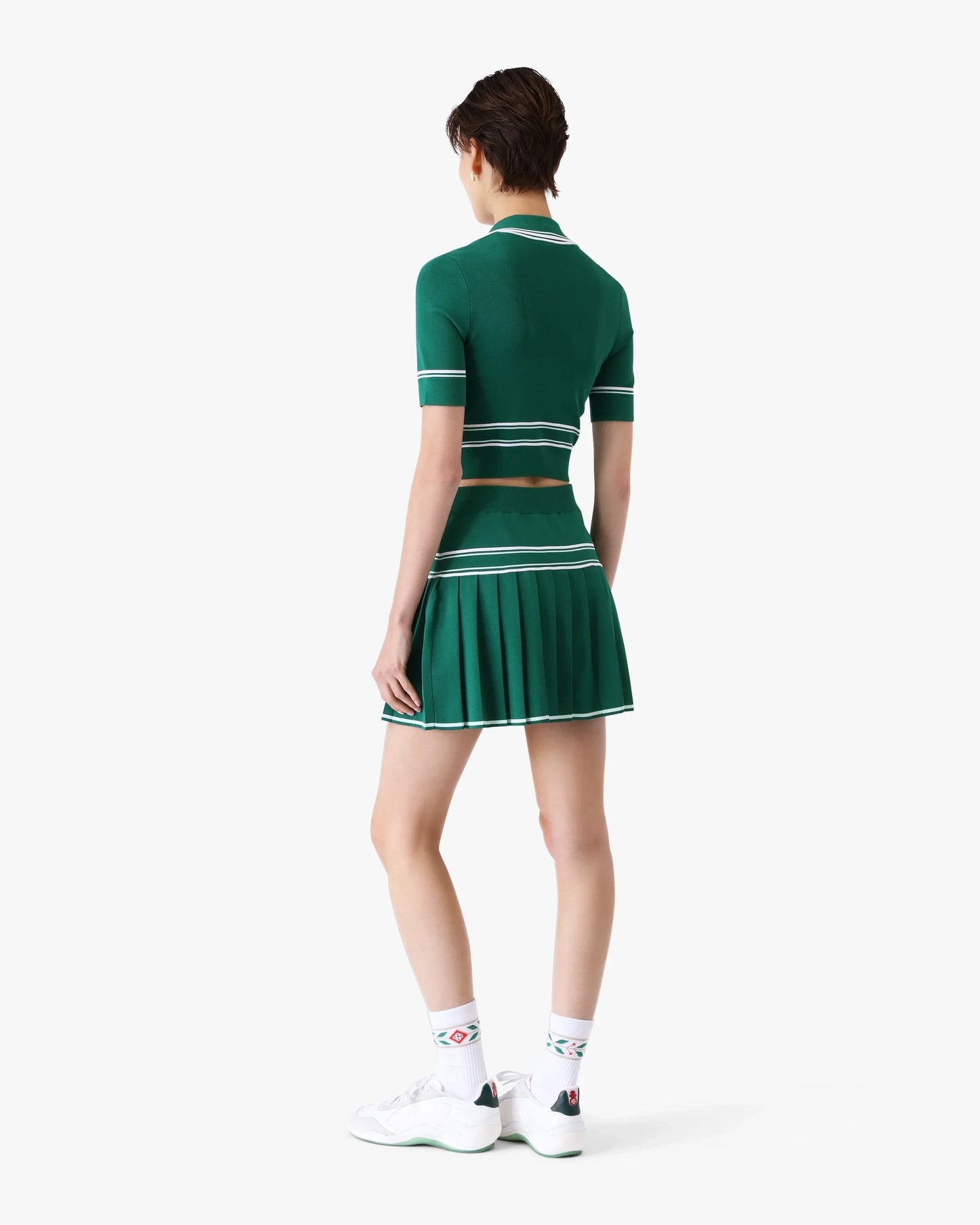 Green Cropped Knit Polo Shirt | Casablanca Paris | Image 3
