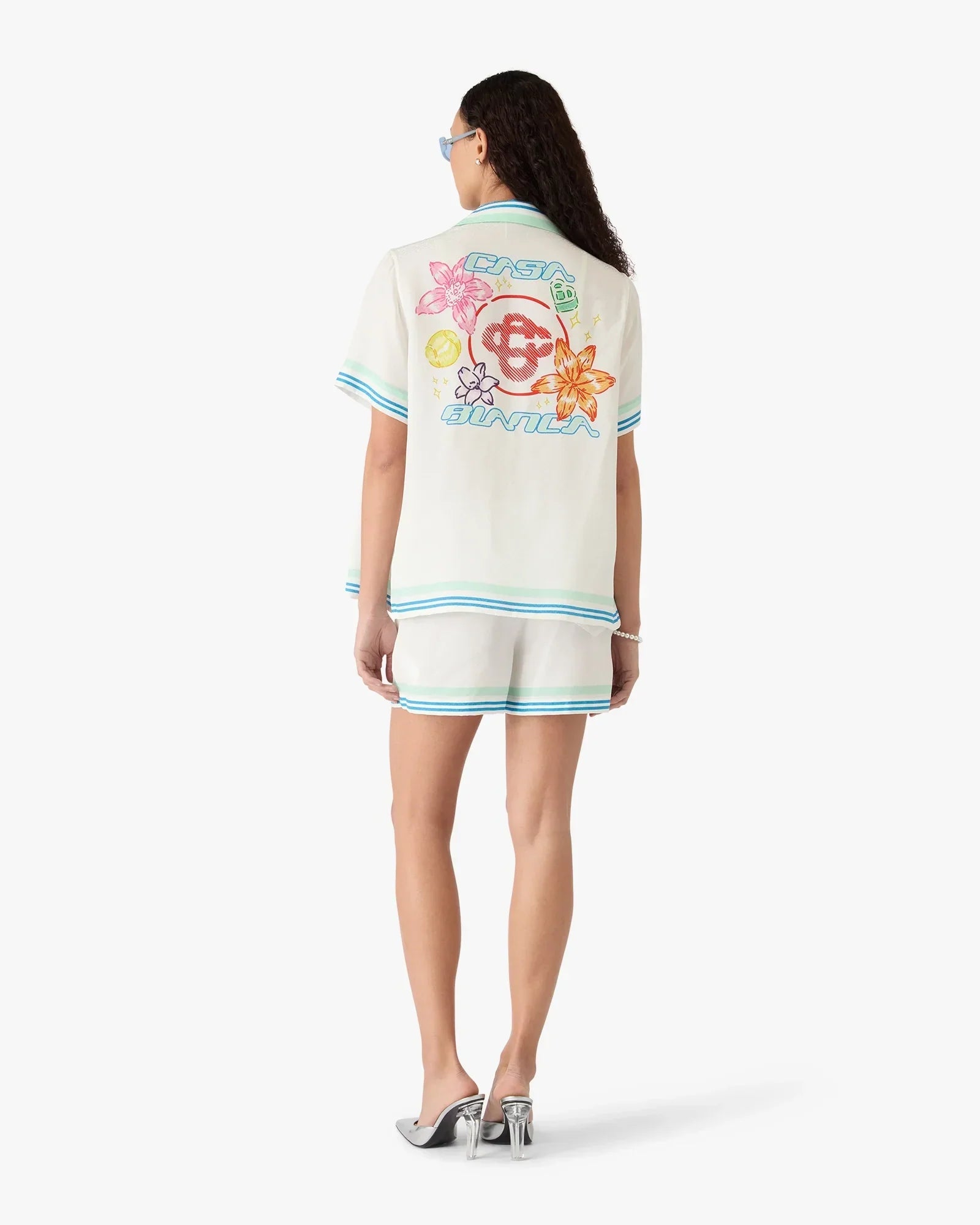 Floral CC Smile Monogram Jaquard Silk Shorts | Casablanca Paris | Image 3