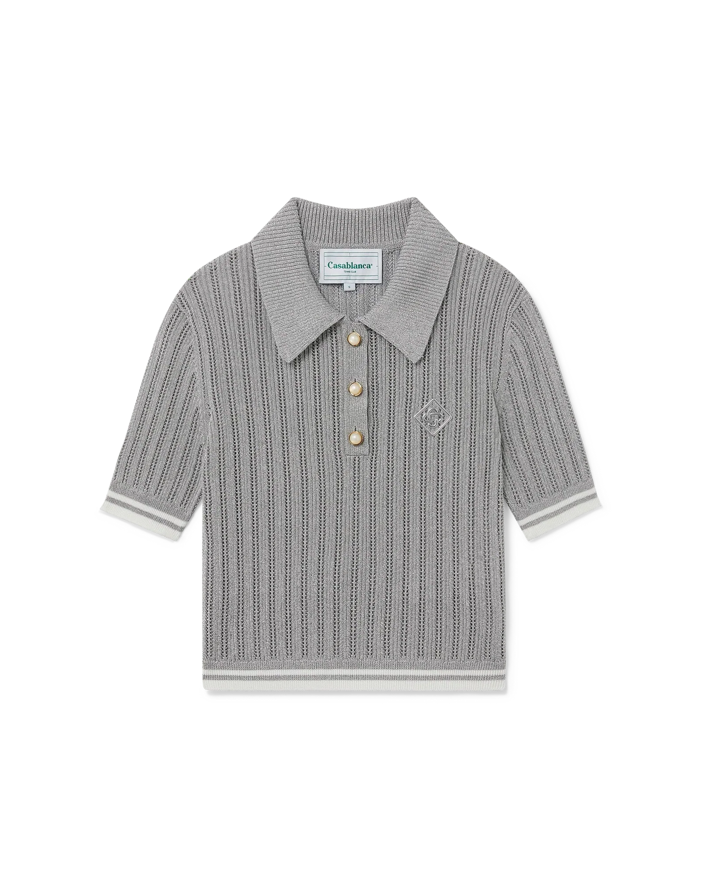 Silver Short Sleeve Polo Shirt | Casablanca Paris | Image 1