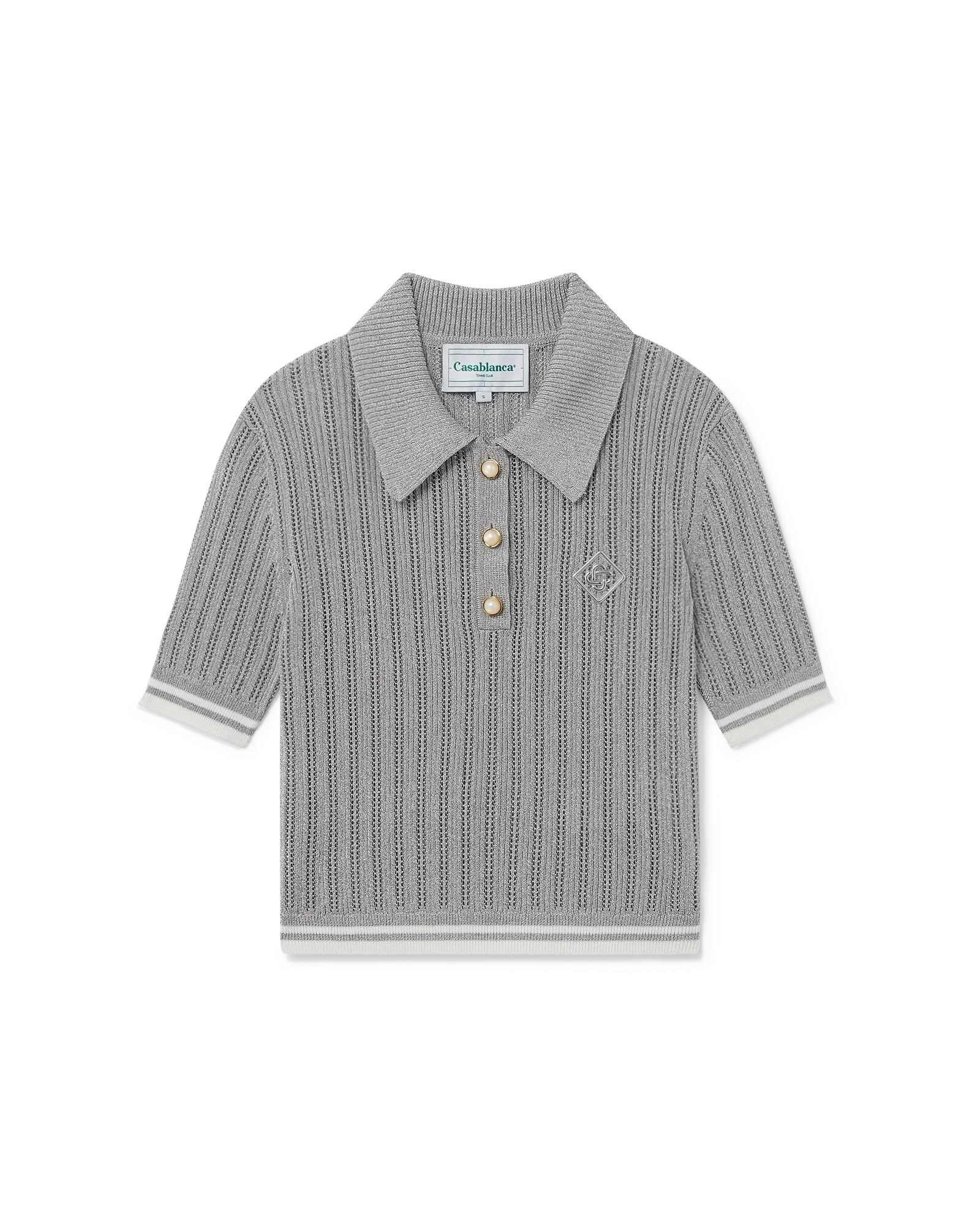 Silver Short Sleeve Polo Shirt | Casablanca Paris | Image 1
