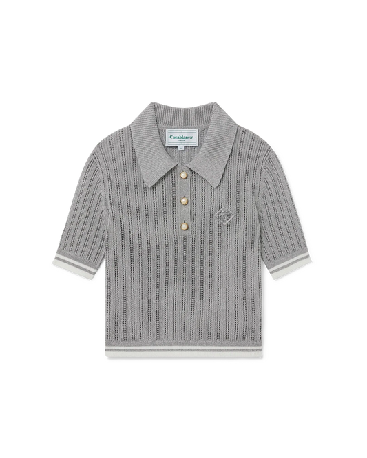 Silver Short Sleeve Polo Shirt | Casablanca Paris | Image 1