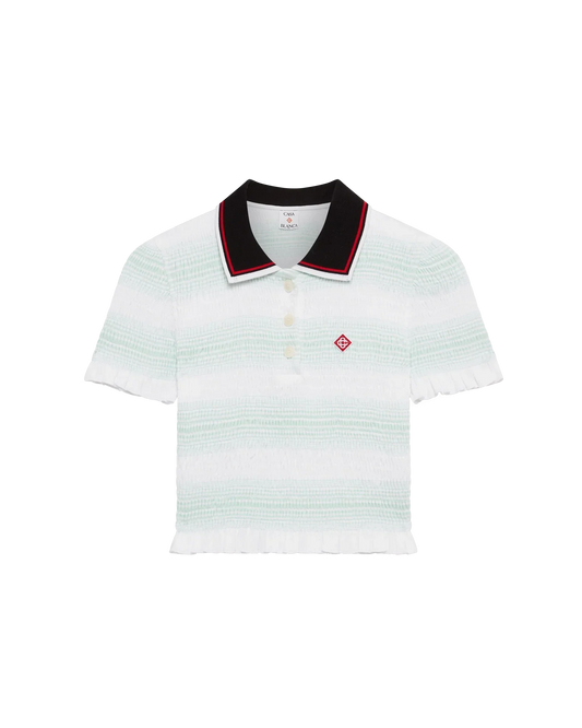 Stripe Shirred Polo Shirt | Casablanca Paris | Image 1