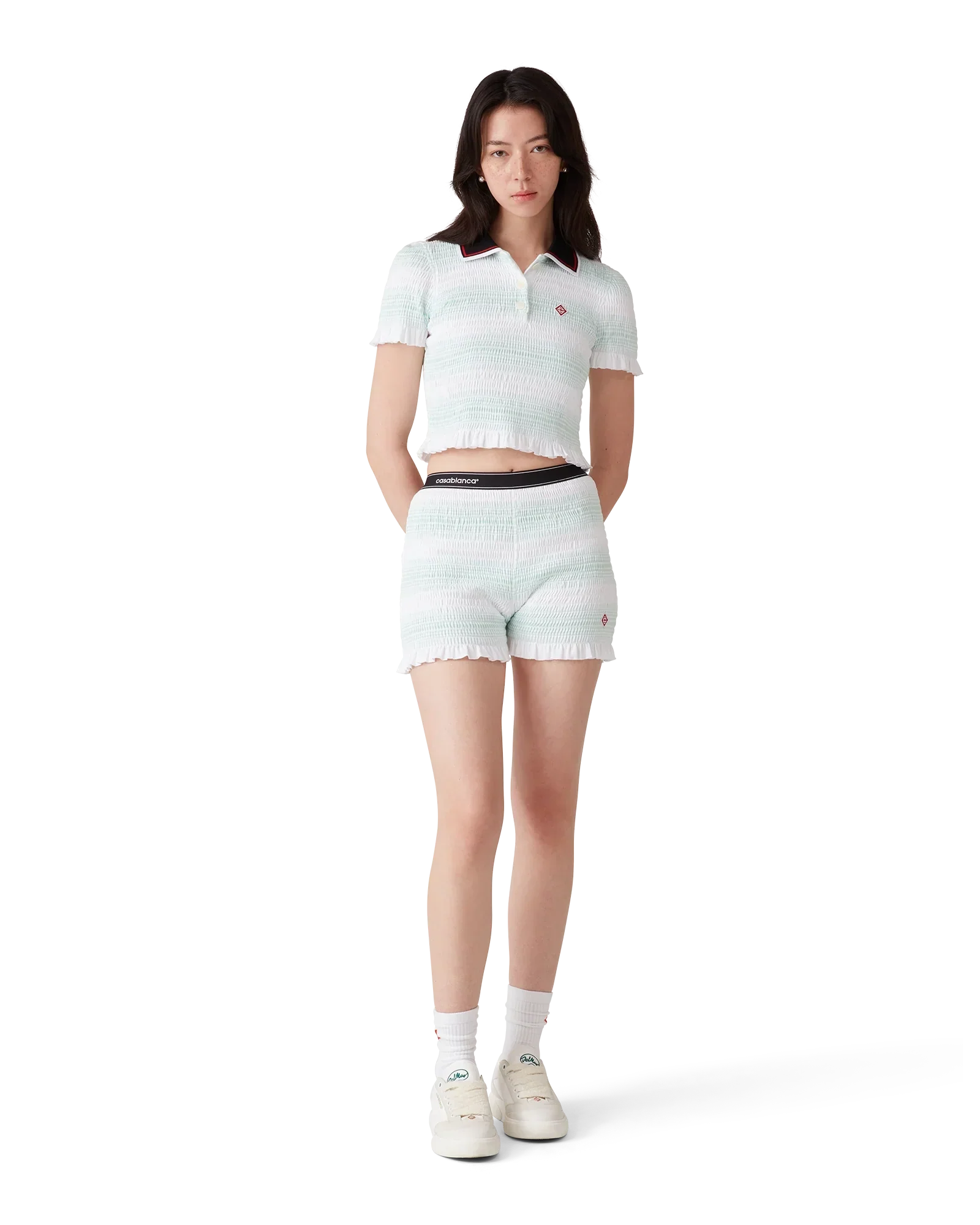 Stripe Shirred Polo Shirt | Casablanca Paris | Image 2