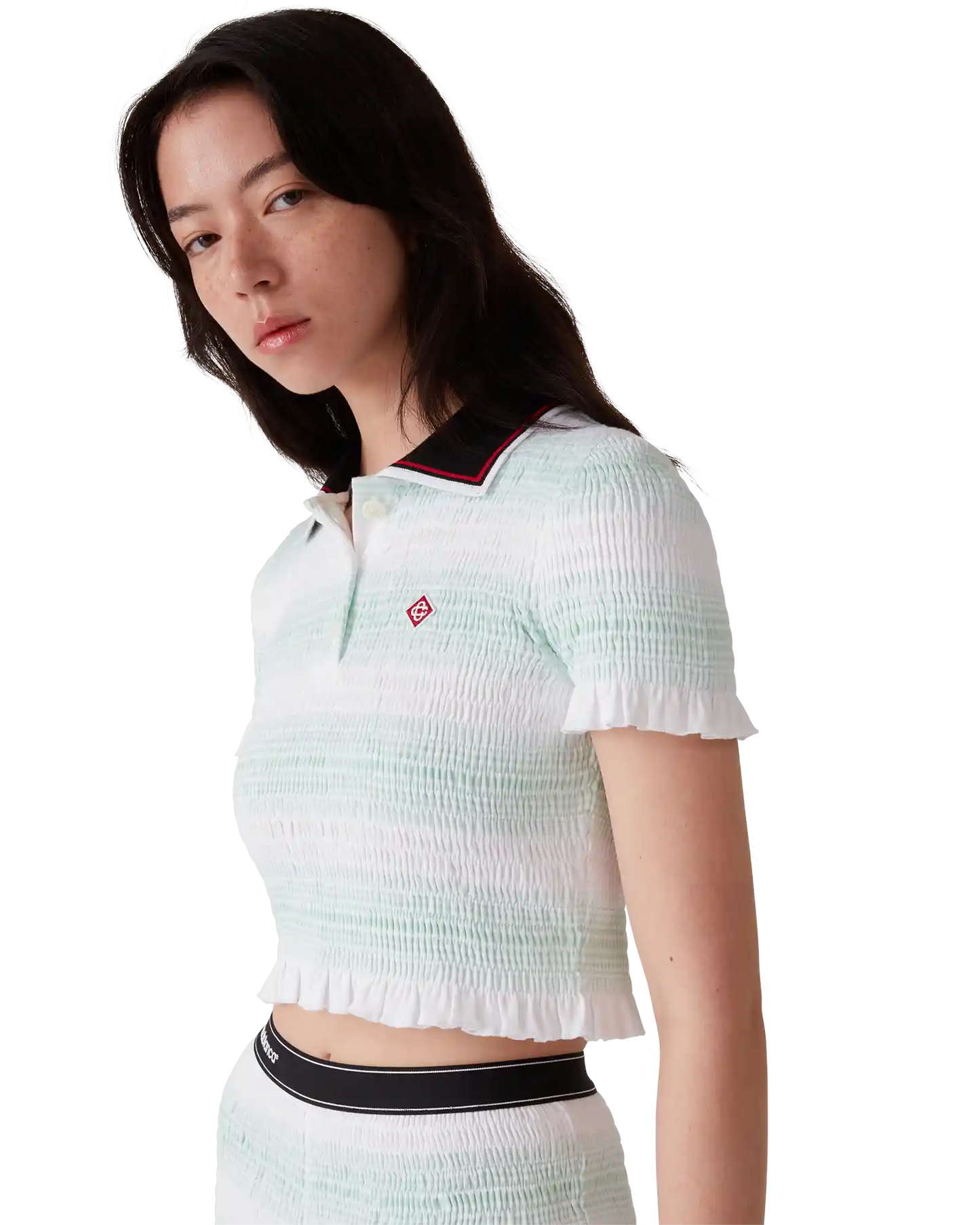 Stripe Shirred Polo Shirt | Casablanca Paris | Image 4