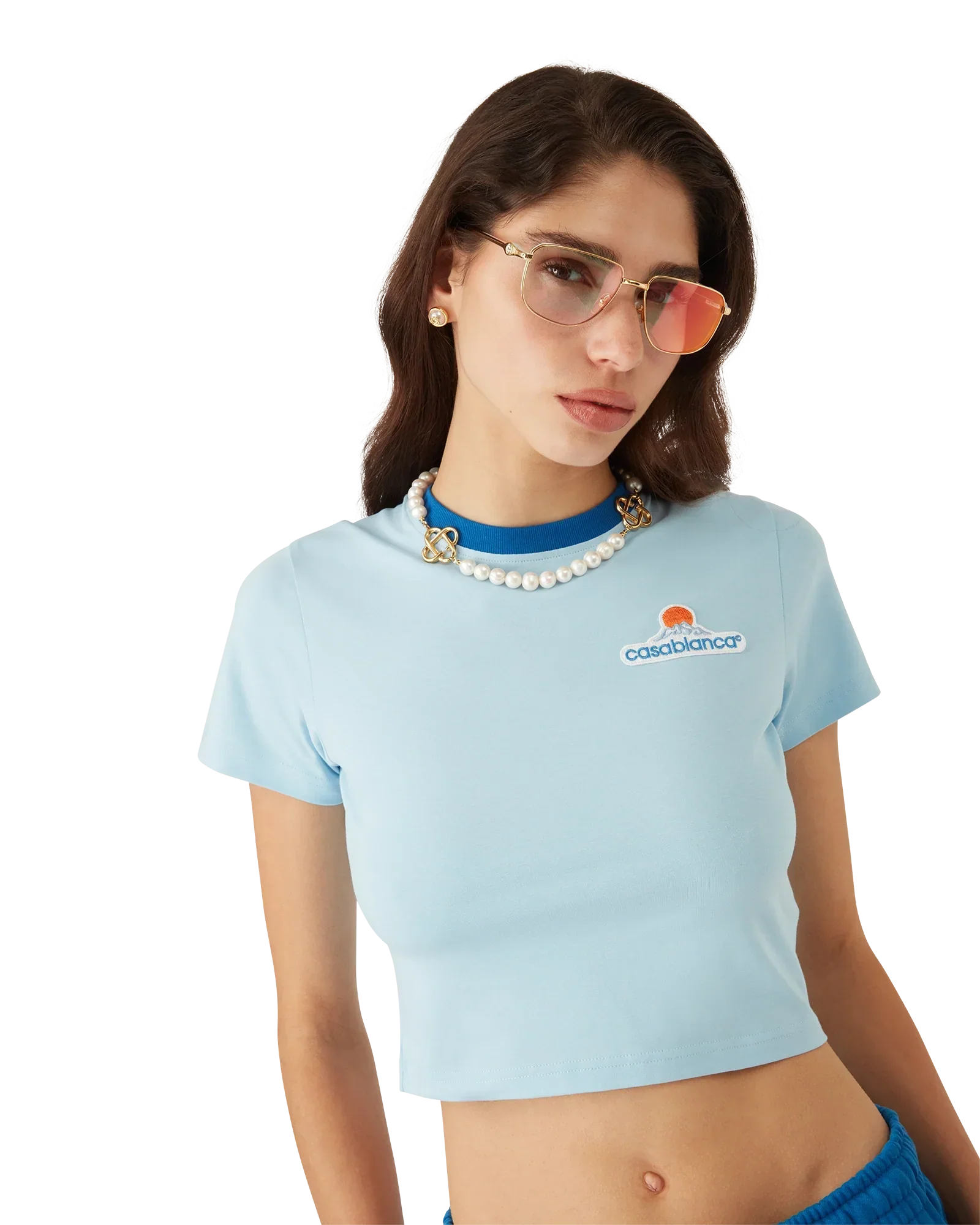 Montagne Cropped Short Sleeve T-Shirt | Casablanca Paris | Image 4