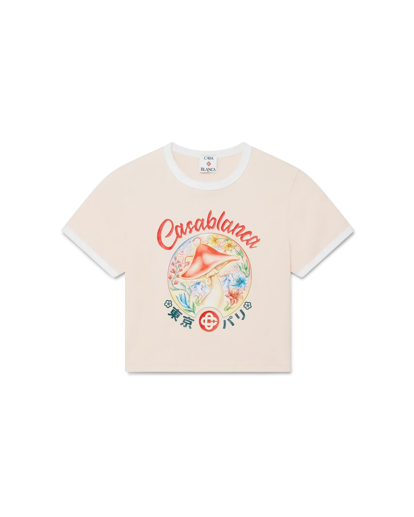 Mushroom Emblem Cropped Short Sleeve T-Shirt | Casablanca Paris | Image 1