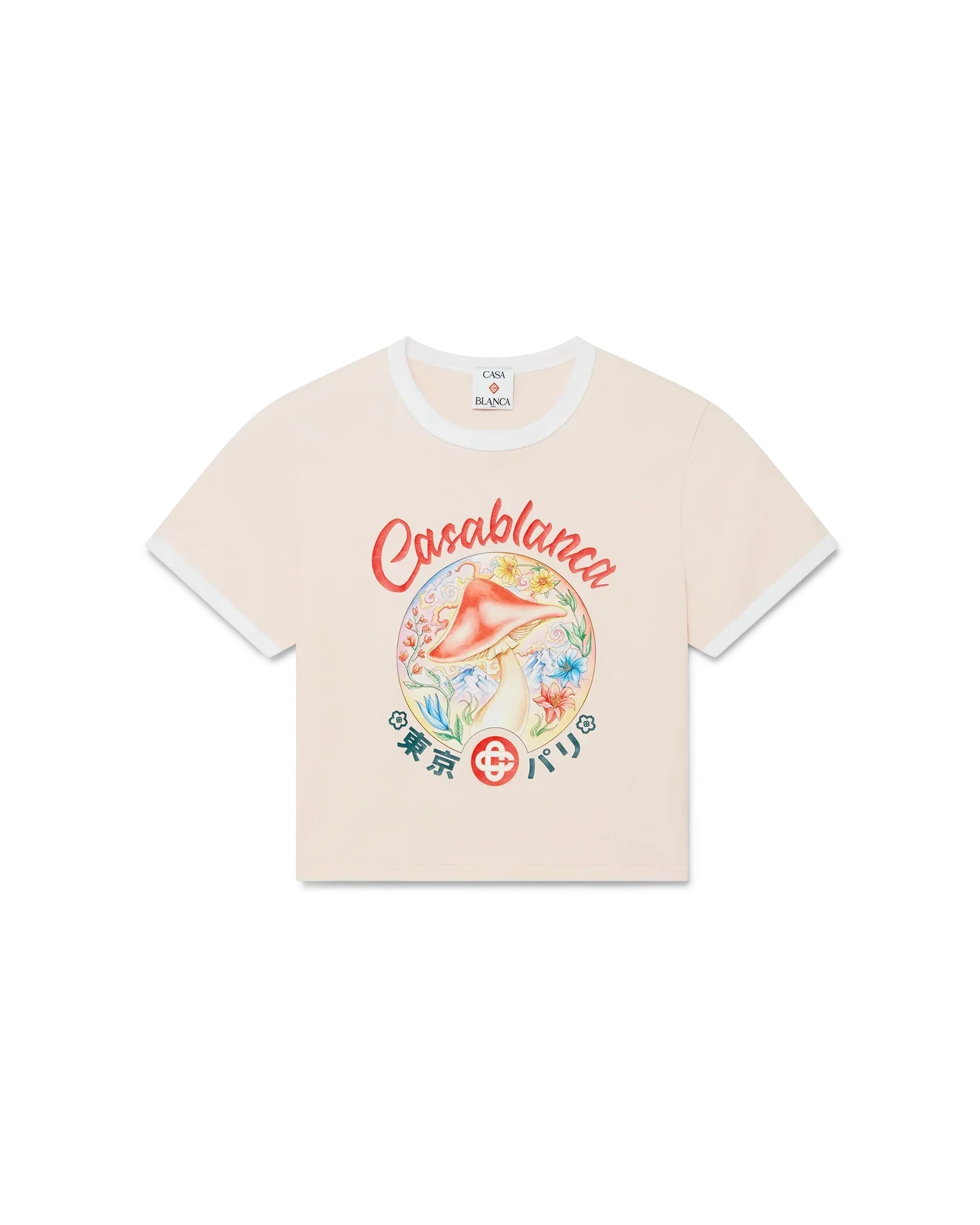 Mushroom Emblem Cropped Short Sleeve T-Shirt | Casablanca Paris | Image 1