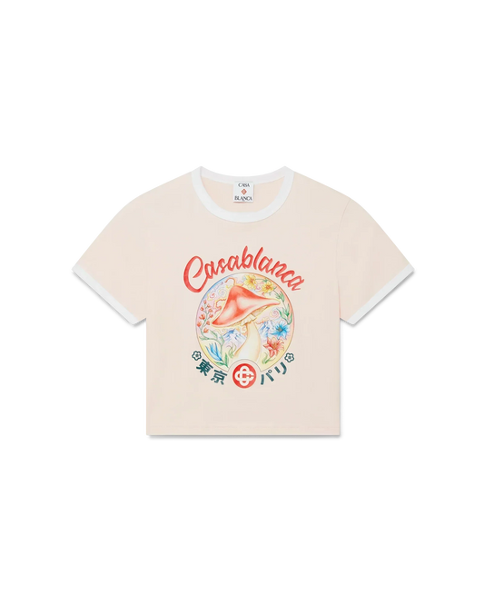 Mushroom Emblem Cropped Short Sleeve T-Shirt | Casablanca Paris | Image 1