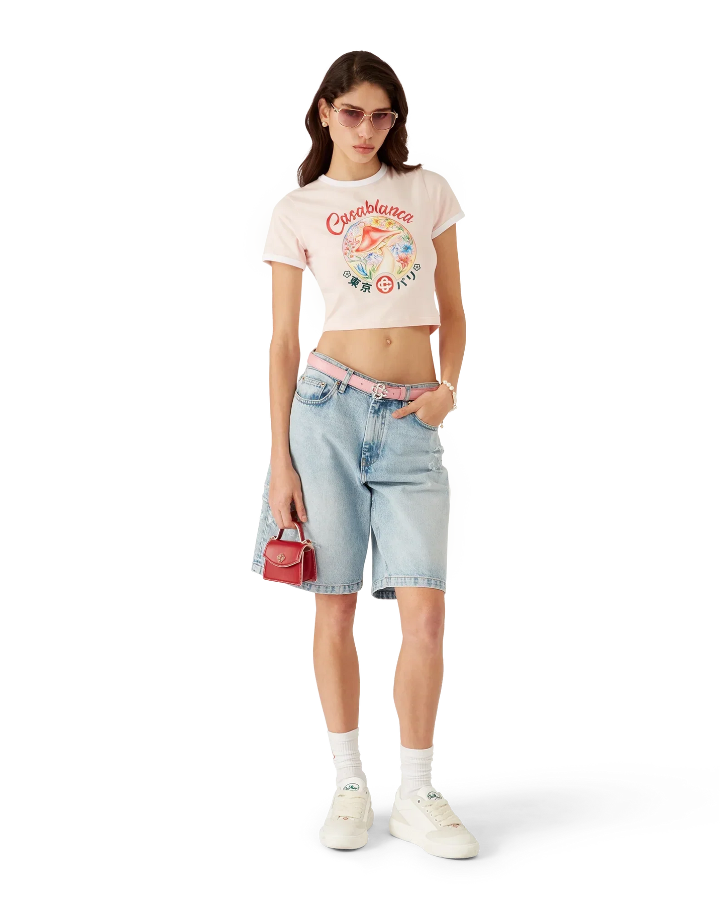 Mushroom Emblem Cropped Short Sleeve T-Shirt | Casablanca Paris | Image 2