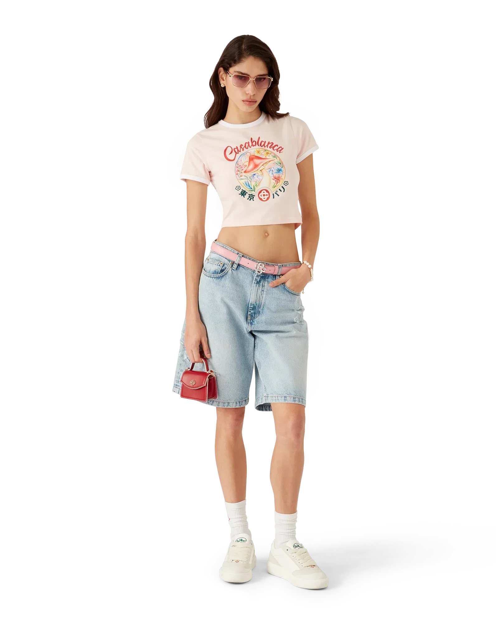 Mushroom Emblem Cropped Short Sleeve T-Shirt | Casablanca Paris | Image 2
