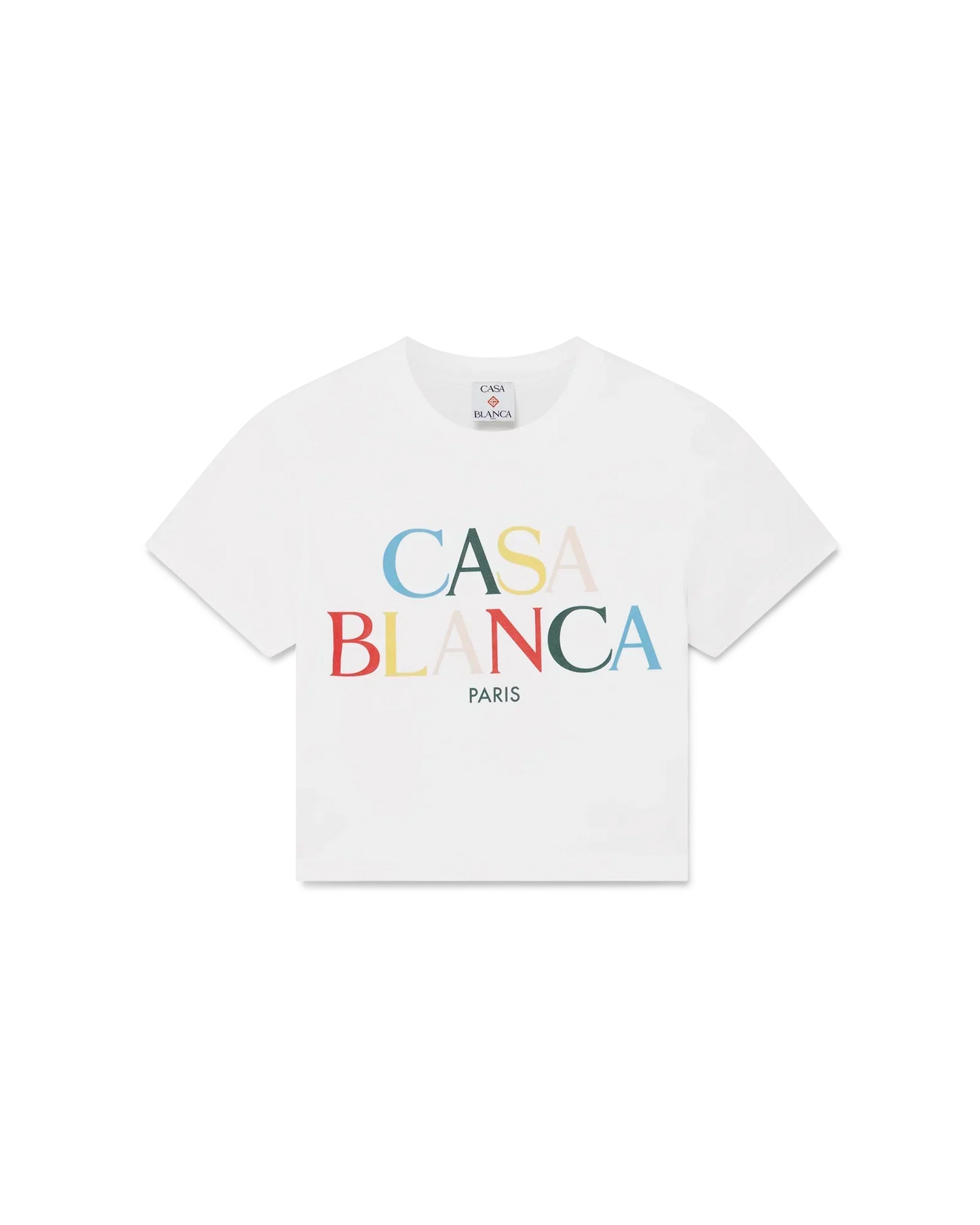 Stacked Logo Cropped Short Sleeve T-Shirt | Casablanca Paris | Image 1