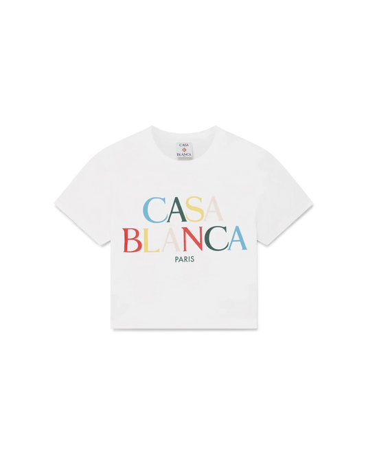 Stacked Logo Cropped Short Sleeve T-Shirt | Casablanca Paris | Image 1