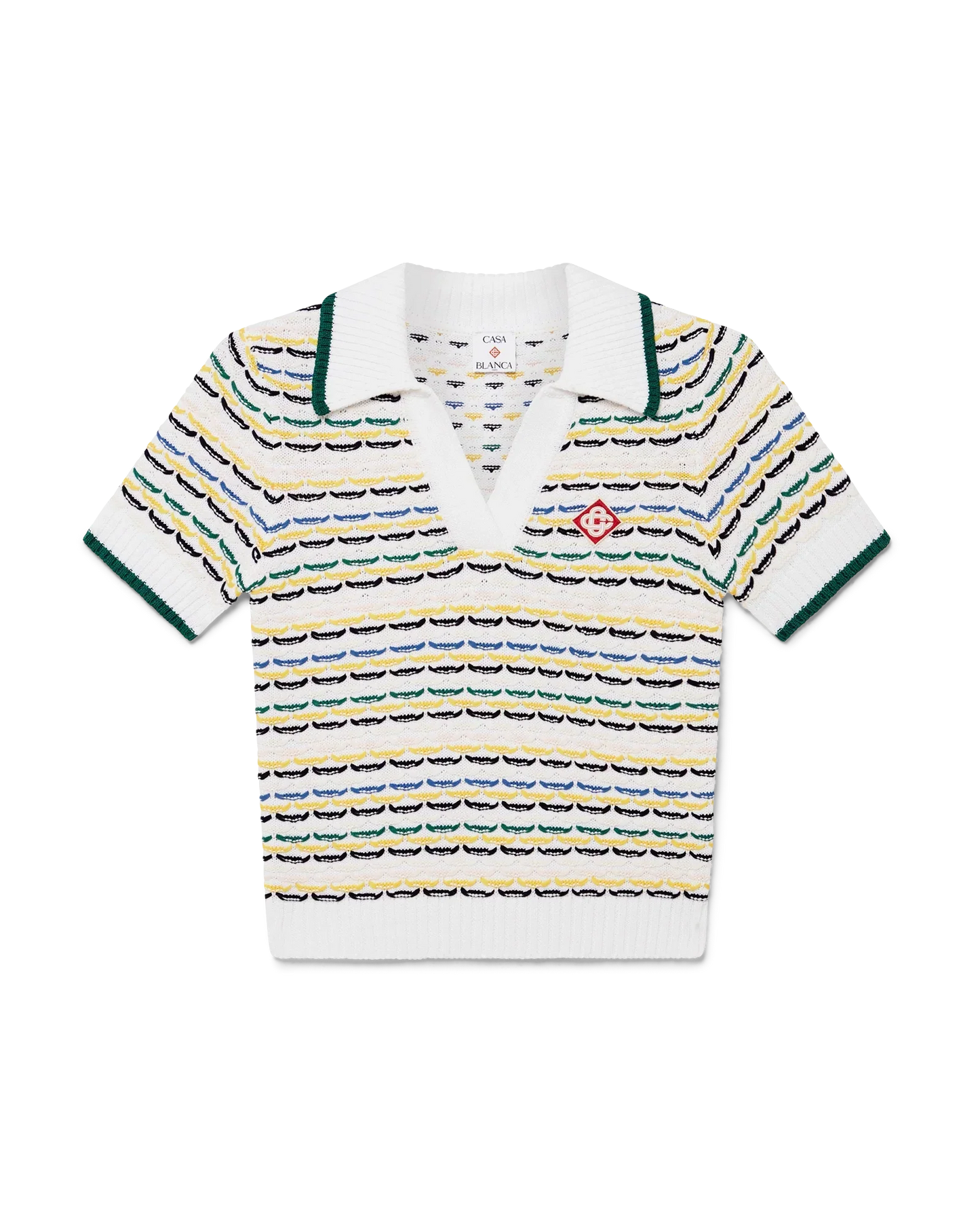 Cotton Tuck Stitch Cropped Polo Shirt | Casablanca Paris | Image 1