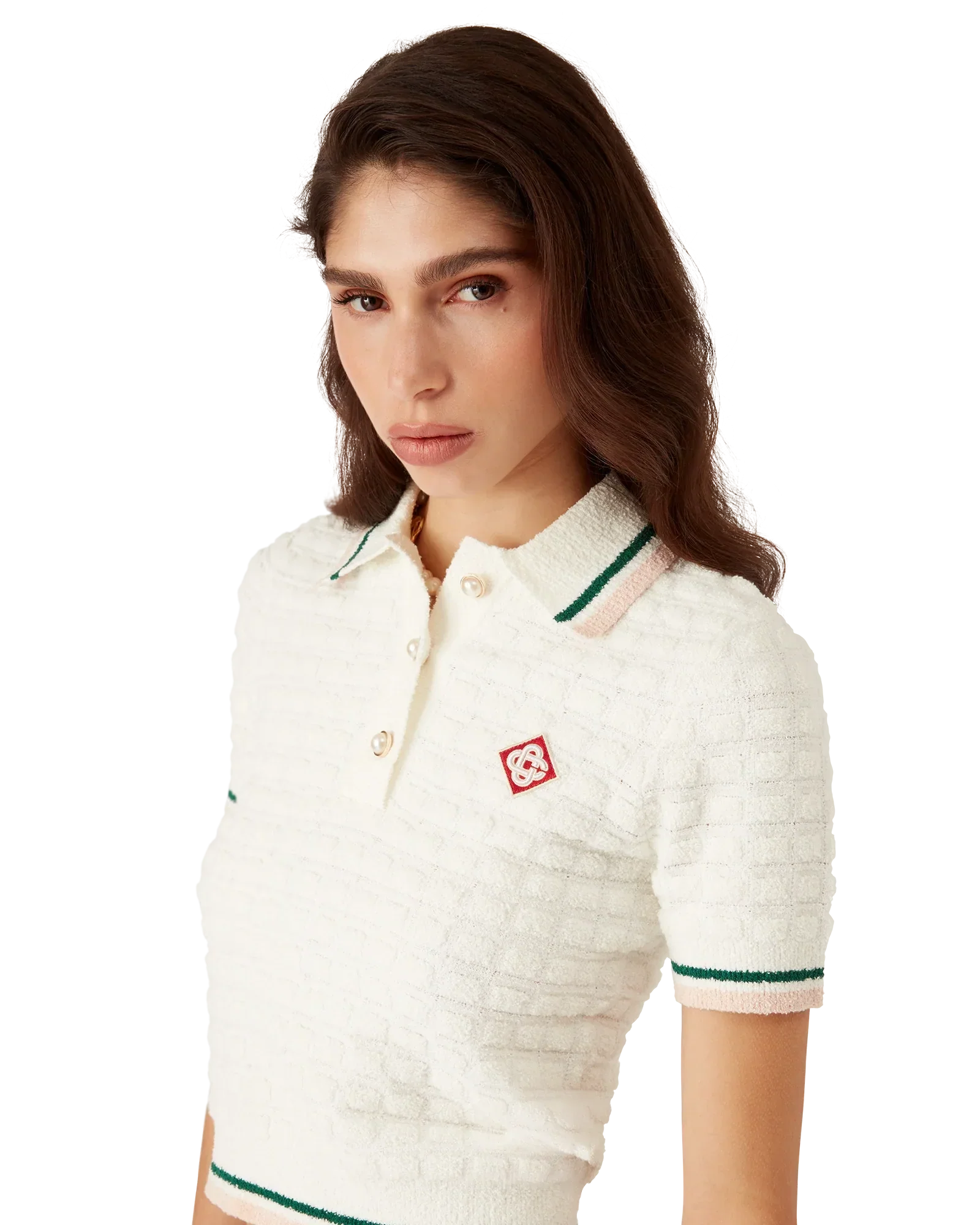 Cotton Bouclé Polo Shirt | Casablanca Paris | Image 5